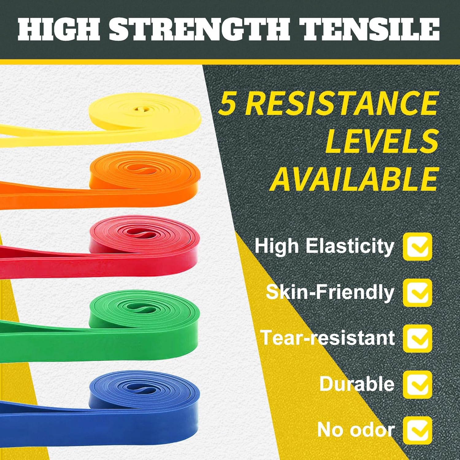 Resistance Bands Set,Fitnessbänder Widerstandsbänder 4er Set mit Türanker Tragetasche,Gymnastikband für Männer und Frauen, Fitnessband für Yoga Pilates,Krafttraining – Bild 2