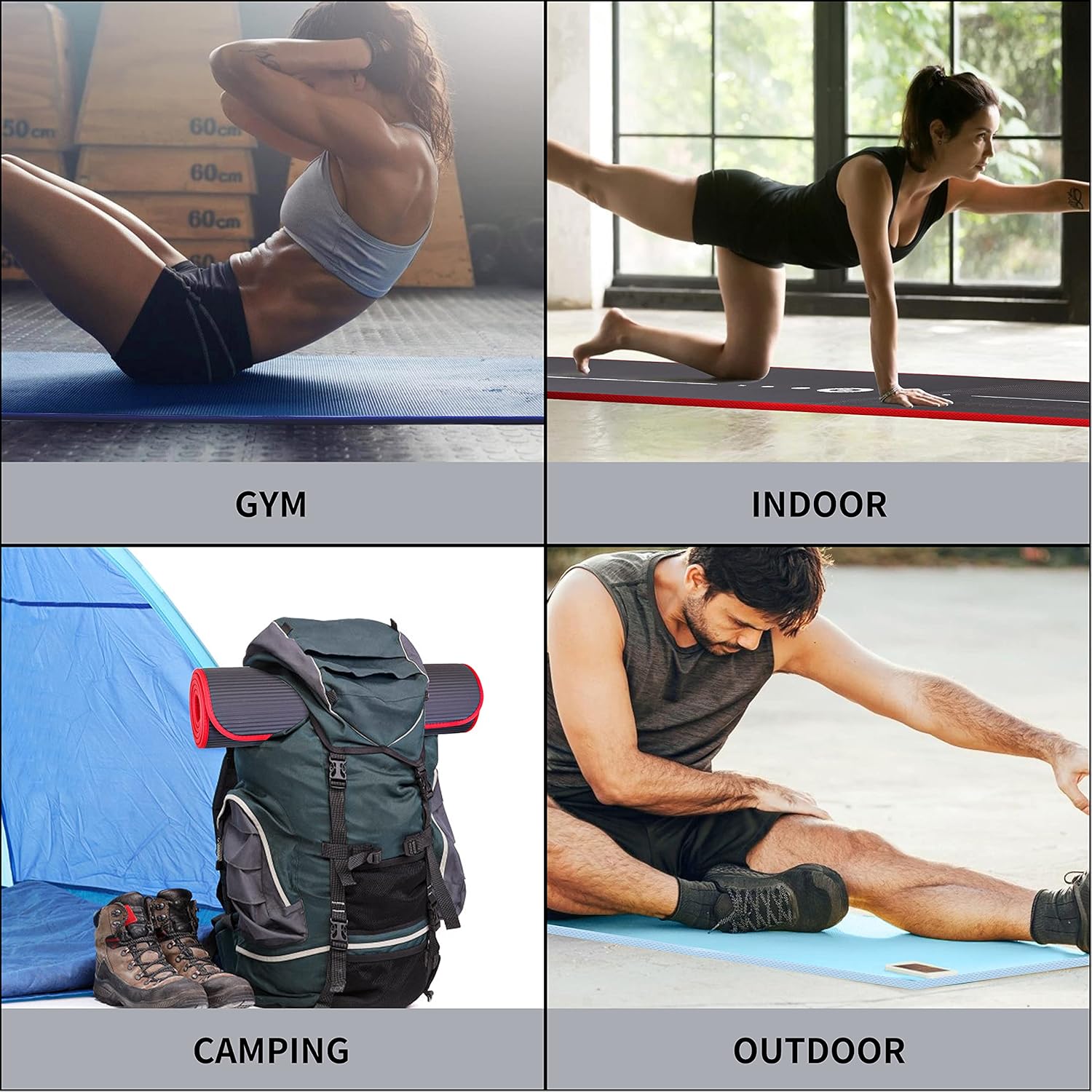 PROIRON Gymnastikmatte, Gymnastikmatte für Zuhause mit Tragegurt, Trainingsmatte rutschfest, Yogamatte dick 10/15 mm und Sportmatte, Fitnessmatte, Yogamatte, Pilatesmatte für Heimtraining – Bild 7