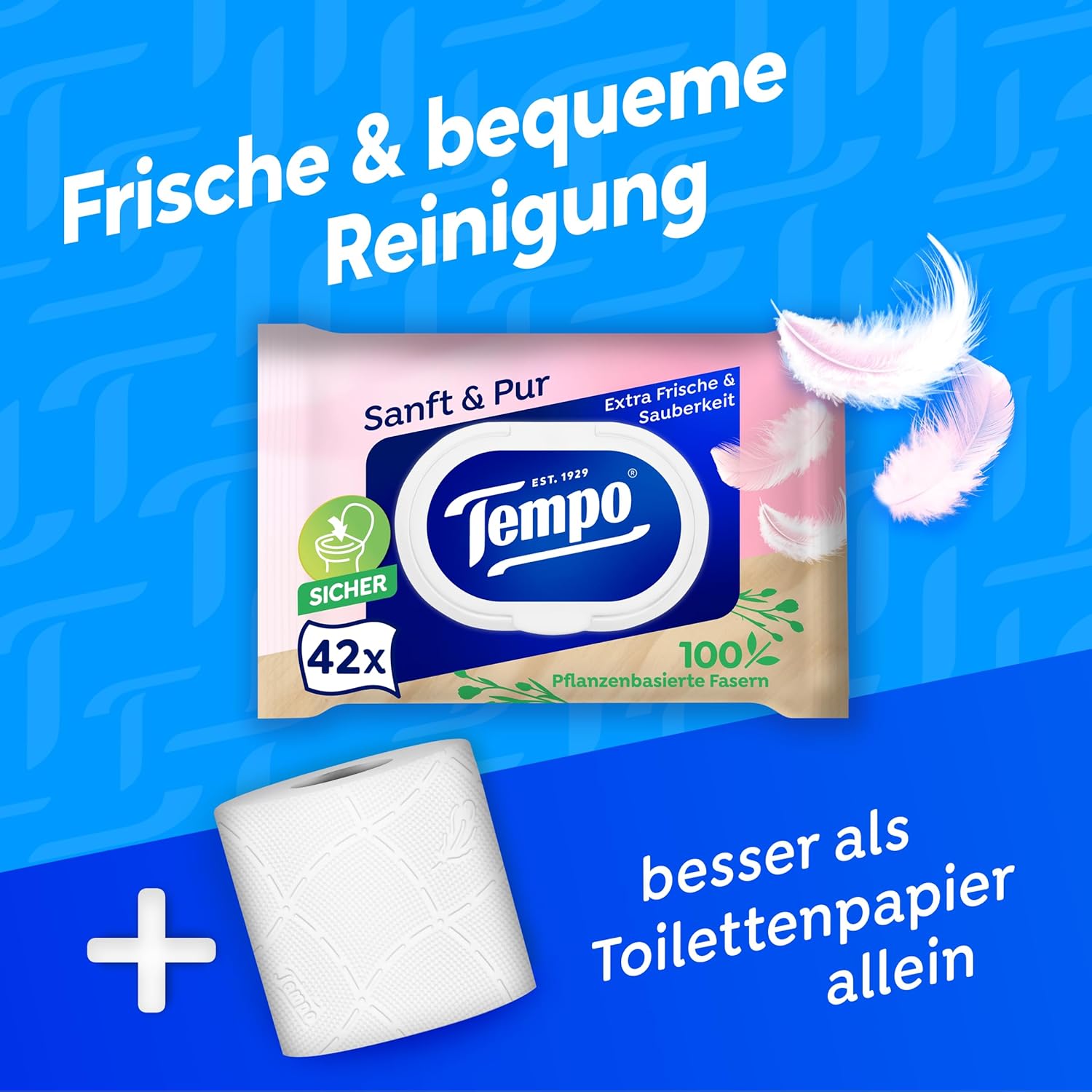 Tempo Moist Toilettenpapier weich und rein feucht, Riesenpackung, 16 Stück – Bild 9