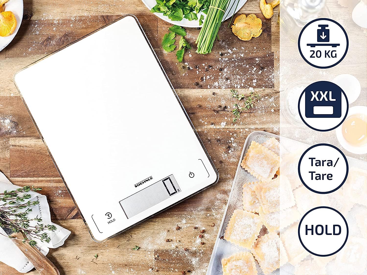 Soehnle Page Professional Digitalwaage für max. 15 kg digitale Küchenwaage mit großer Wiegefläche und Tarafunktion, praktische Haushaltswaage mit Hold-Funktion – Bild 4
