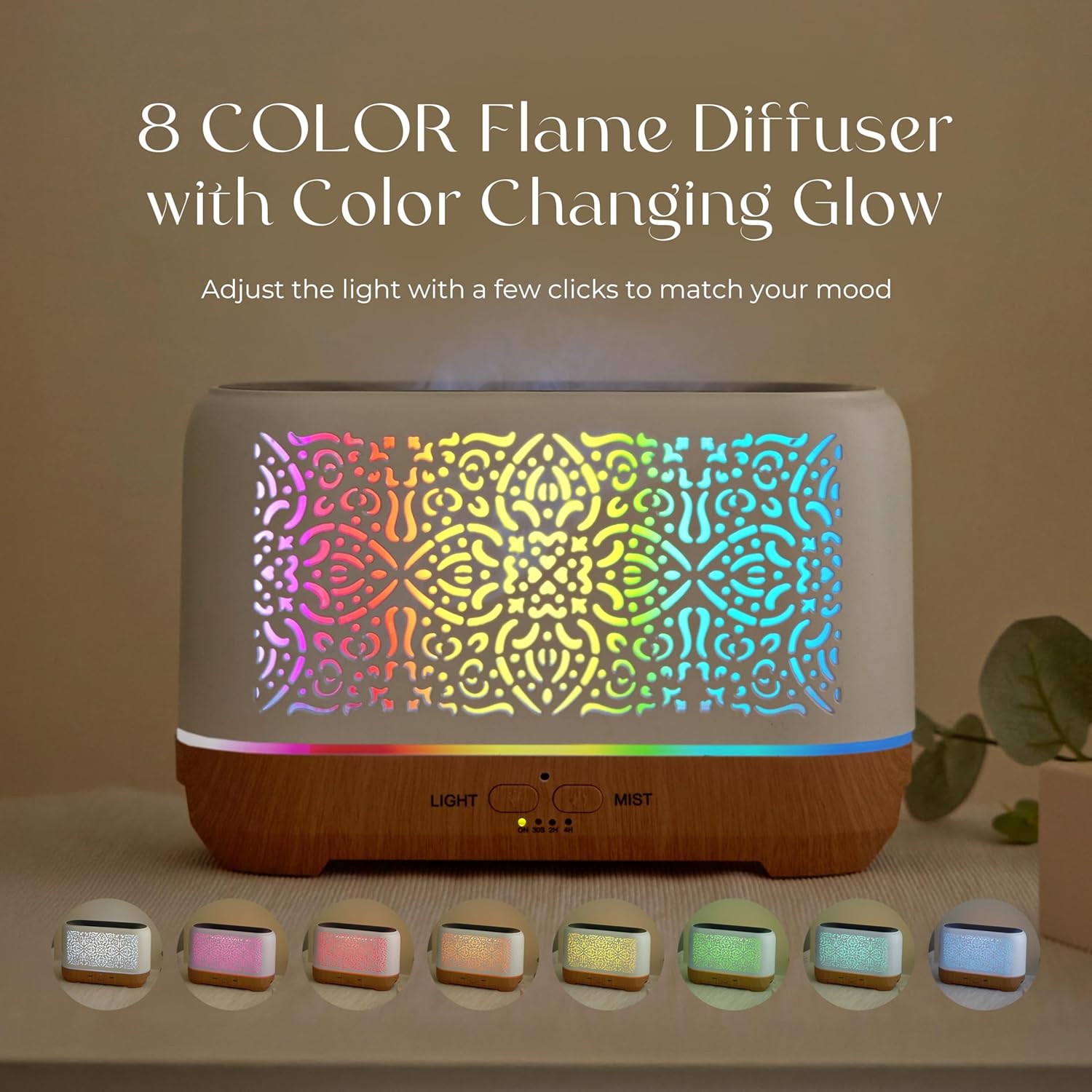 Earnest Living Diffusor für ätherische Öle, klassischer Flammendiffusor, 200 ml, Timer, Nachtlichter und automatische Abschaltfunktion, Luftbefeuchter für das Heimbüro, Aromatherapie-Diffusoren für ätherische Öle – Bild 4