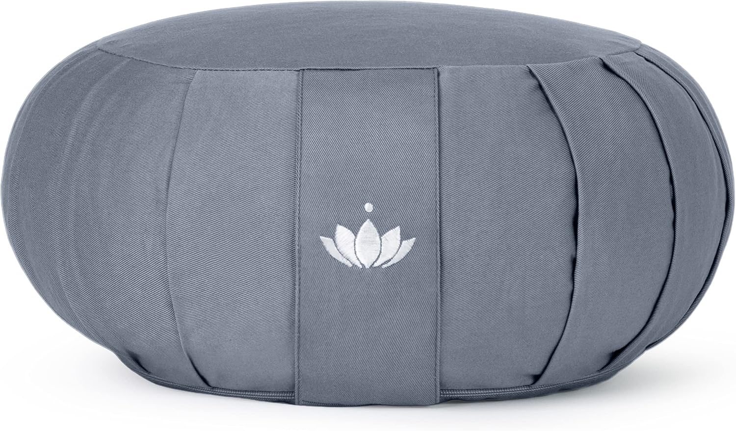 Lotuscrafts Zafu Zen Meditationskissen, Yogakissen, Sitzhöhe 15 cm, Yoga Zafu Kissen mit Dinkelfüllung, waschbarer Bezug aus Bio-Baumwolle, GOTS zertifiziert, mit Stickerei – Bild 2