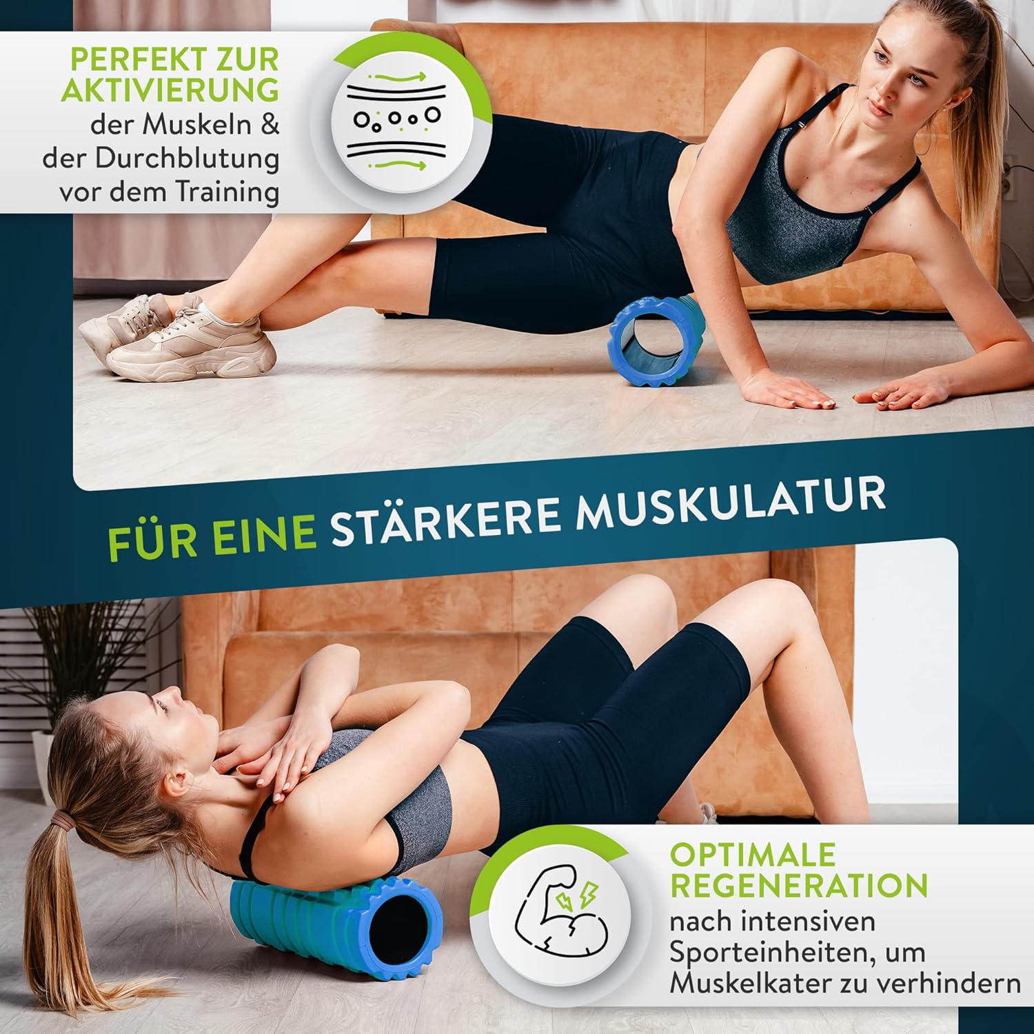 ZenOne Sports® Faszienrolle – Ideal für Massage, Rehabilitation & Aktivierung I Massage-Rolle für Wirbelsäule, Rücken, Beine & Mehr I Faszienrolle Wirbelsäule, Foam Roller mit Workout Guide – Bild 4