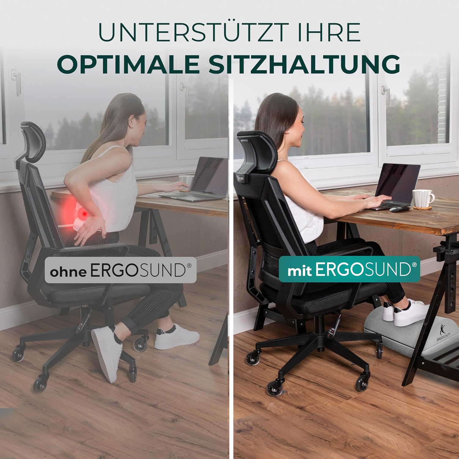 ERGOSUND Fußstützen-Schreibtisch (Testsieger) Premium-Schaumkern, höhenverstellbarer Fußhocker (rutschfest), ergonomischer Fußstützen-Schreibtisch, Home-Office-Zubehör, Fußstütze, Fußstütze, Fußstütze – Bild 2
