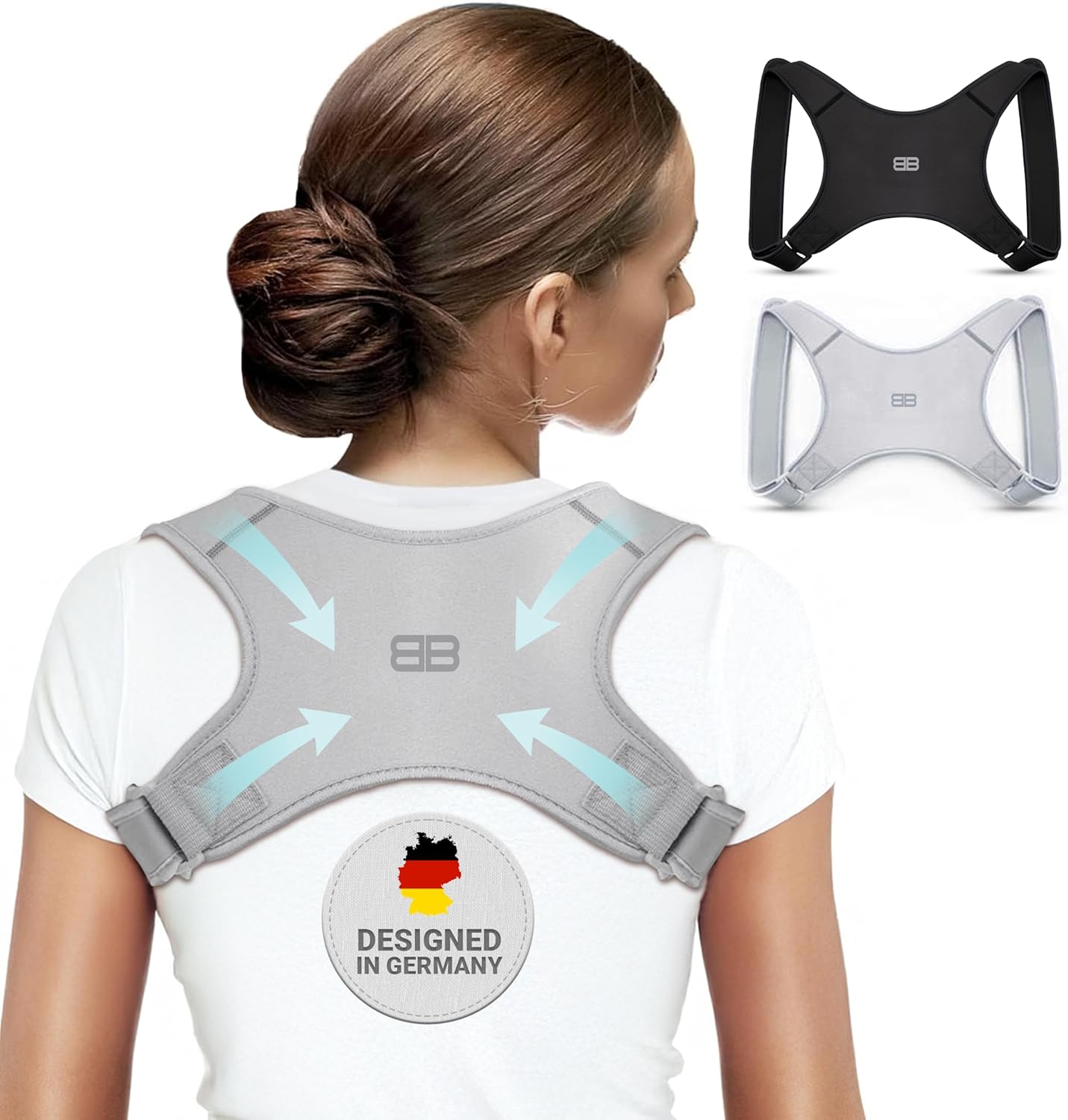 Back Bodyguard Haltungskorrektur – Innovativer Rückenaufrichter für aufrechte Haltung, Rückenstütze, Rückenstabilisator, Grau, M