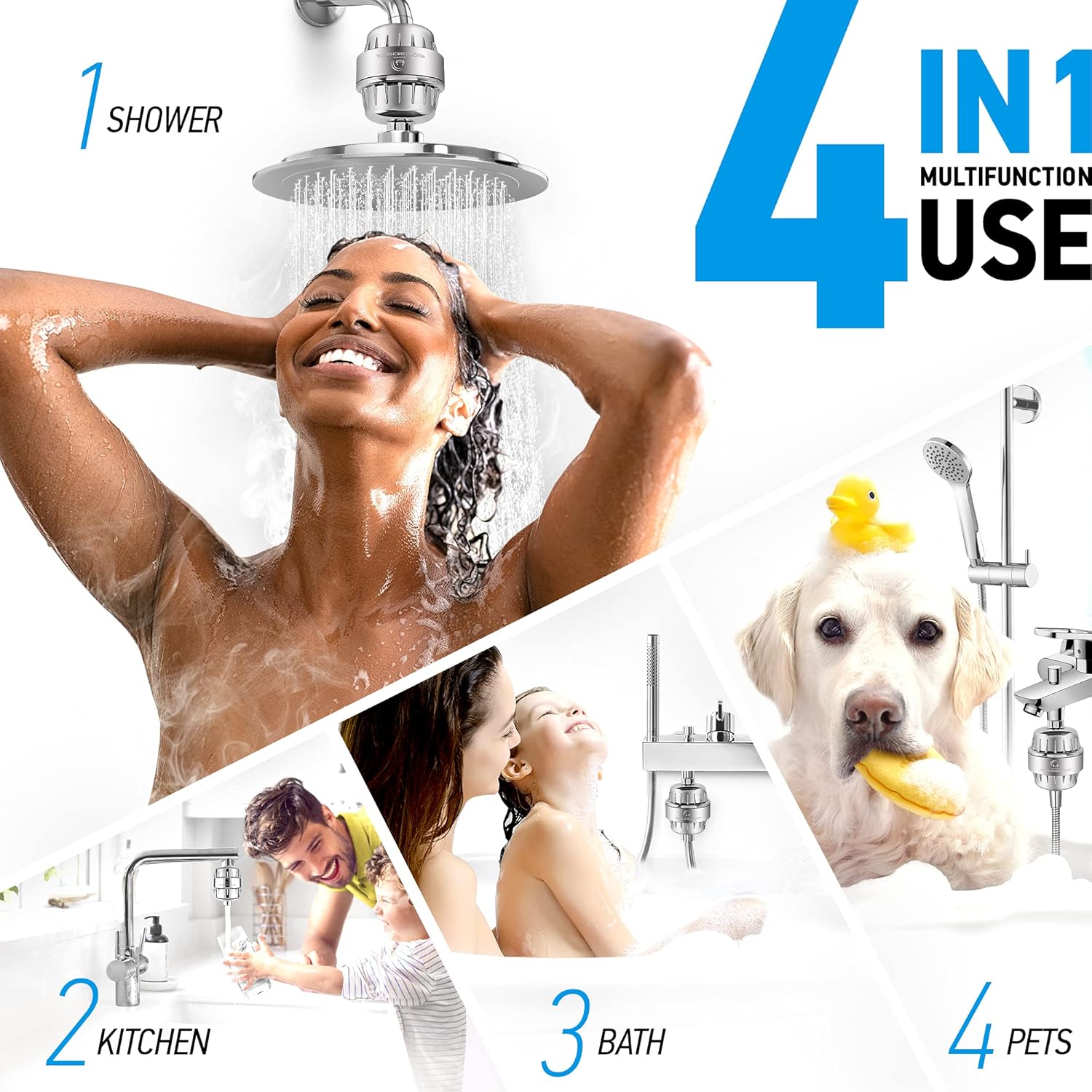AquaHomeGroup 20-Stufen-Duschfilter Kalk mit Vitamin C – Wasserfilter-Dusche zum Entfernen von Chlor und Fluorid – inklusive 2 Aufsätzen – Duschkopf mit konstantem Wasserfluss, Kalkfilter – Bild 6