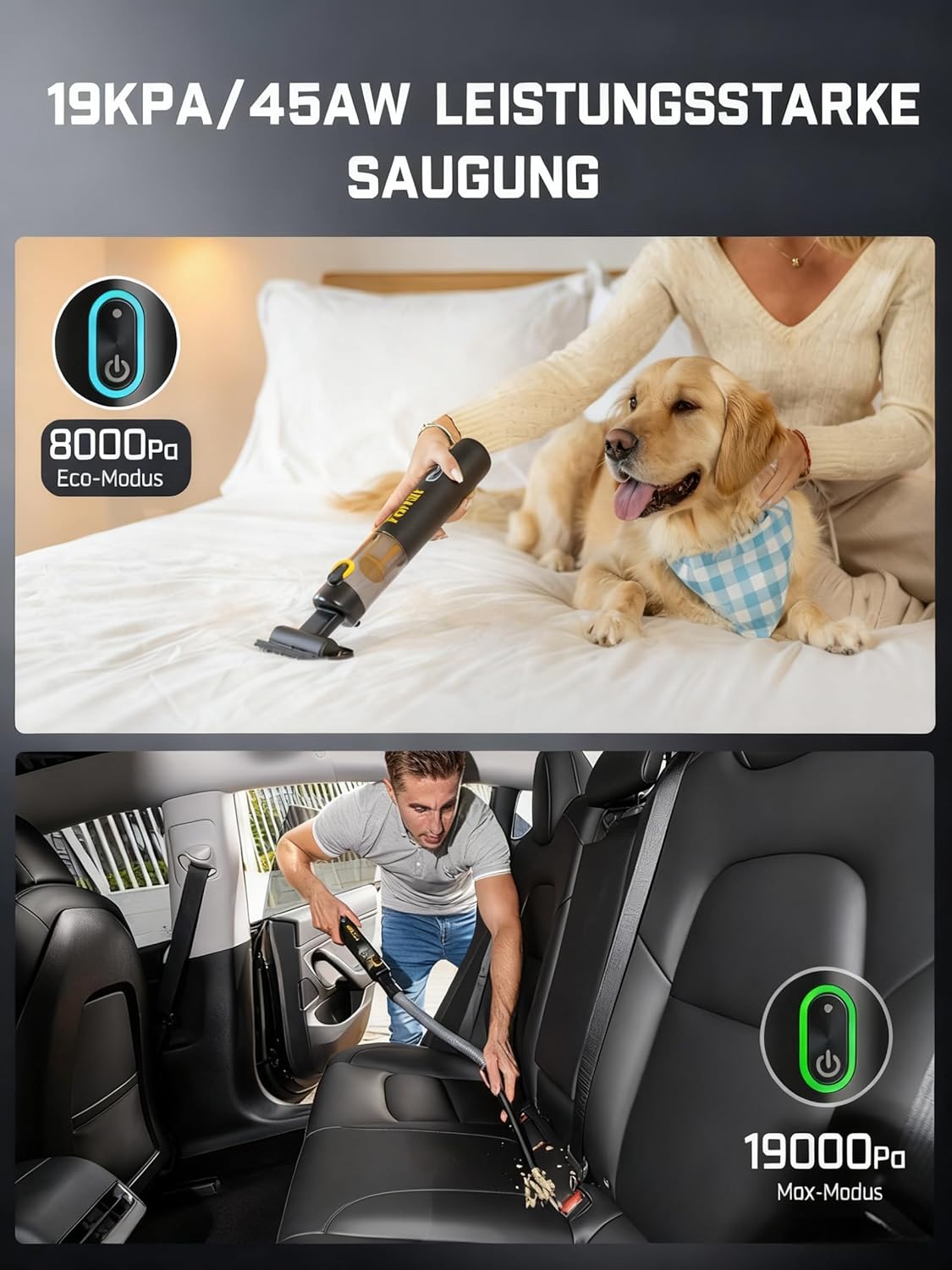 Fanttik Slim V8 APEX Akku-Autostaubsauger, 4-in-1 tragbarer Mini RobustClean Handstaubsauger mit 19000Pa/45AW Saugleistung, 2 Saugmodi, Autostaubsauger für Auto, Bürotisch, Tastaturen (Schwarz) – Bild 5