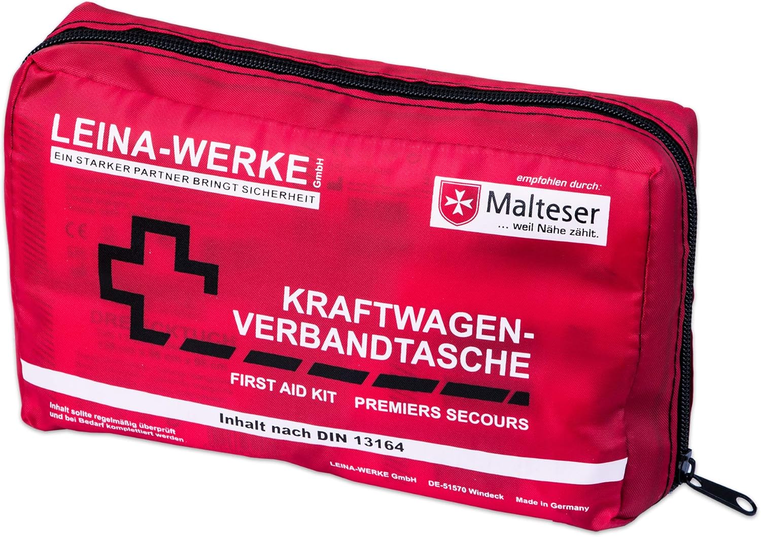 Leina 11008 Erste-Hilfe-Tasche kompakt ohne Klettverschluss, rot/schwarz/weiß – Bild 2