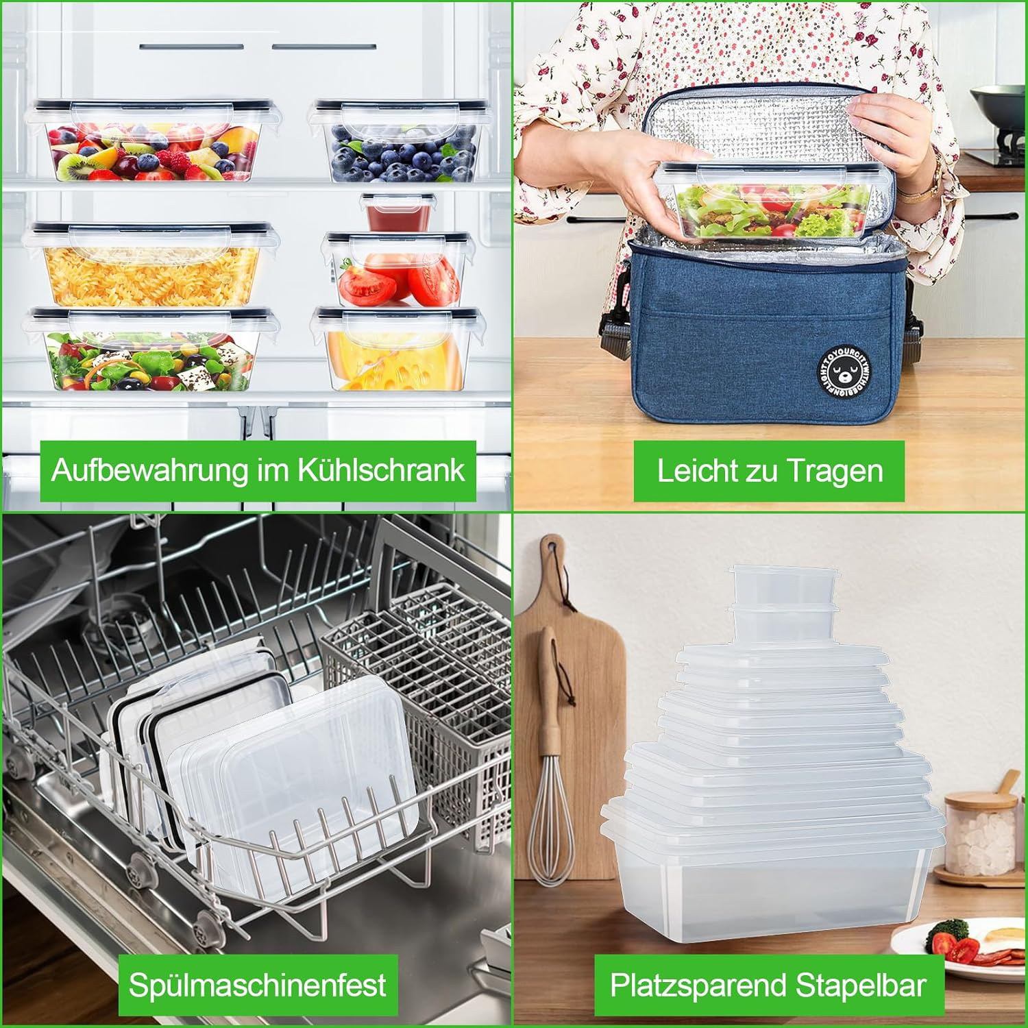 Kottwca Frischhaltedosen mit Deckel-Set, 30-teiliges Tupperware-Set (15 Behälter + 15 Deckel), Küchen-Meal-Prep-Boxen, 100 % auslaufsicher, BPA-freier Frischhaltebehälter für Mikrowelle und Kühlschrank – Bild 7