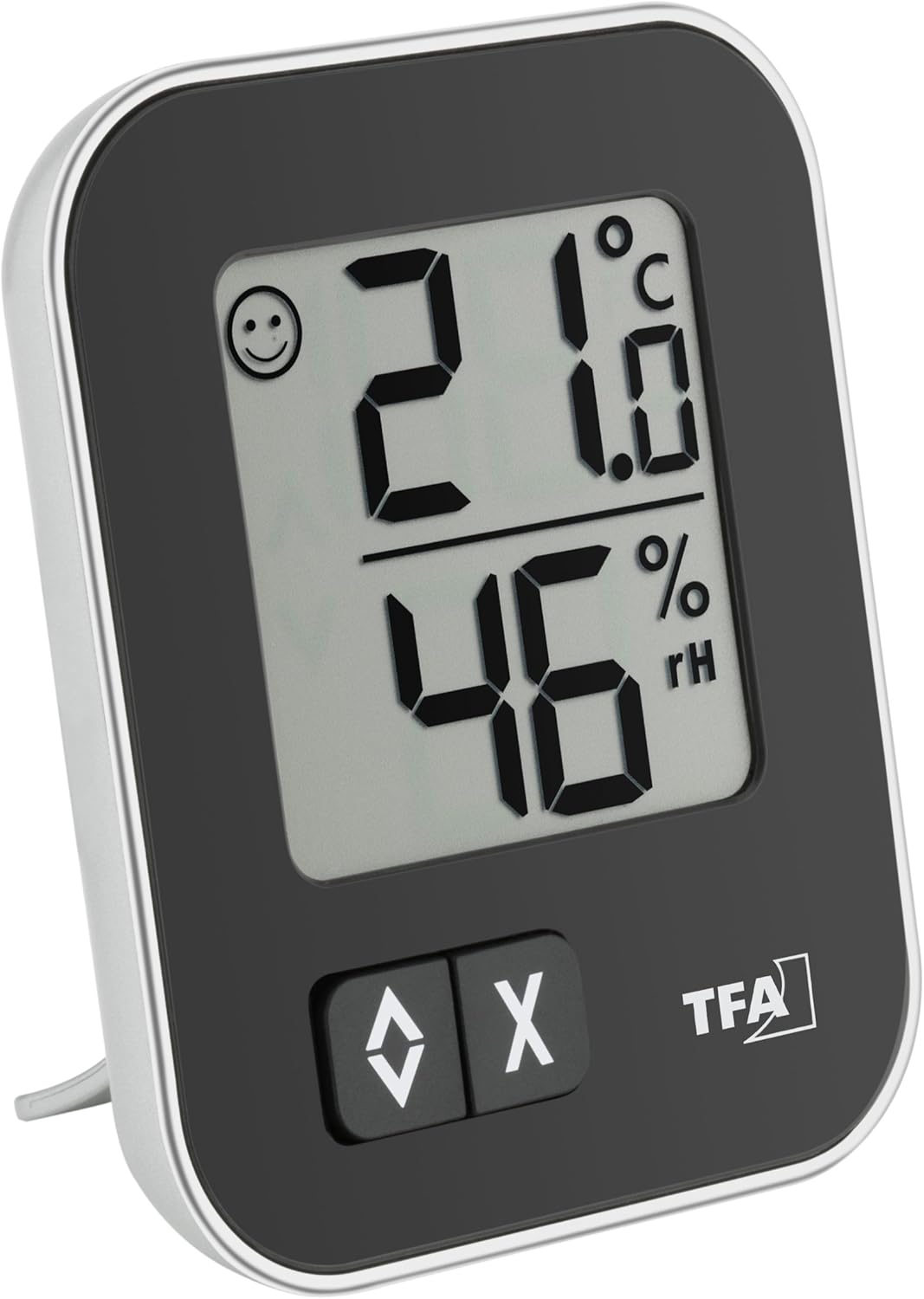 TFA Dostmann Moxx digitales Thermo-Hygrometer, 30.5026.01, zur Raumklimakontrolle, Überwachung der Luftfeuchtigkeit, klein und handlich, 1er-Pack, schwarz – Bild 2