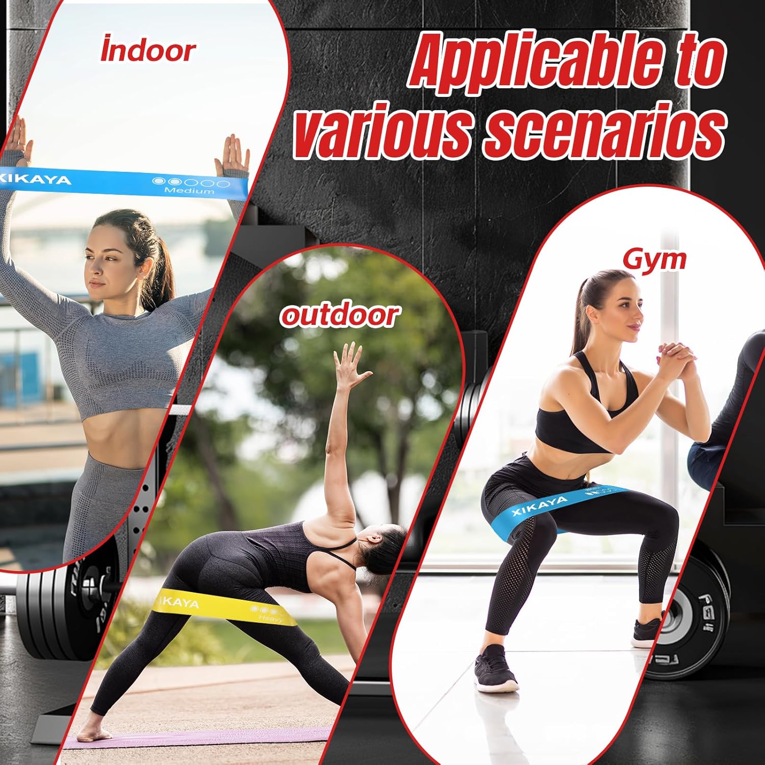 Fitnessbänder (5er-Set) Widerstandsbänder mit 5 Stufen, Fitnessband Widerstand, mit Trainingsanleitung und Farbkartonverpackung, Gymnastikband für Muskelaufbau, Yoga – Bild 4
