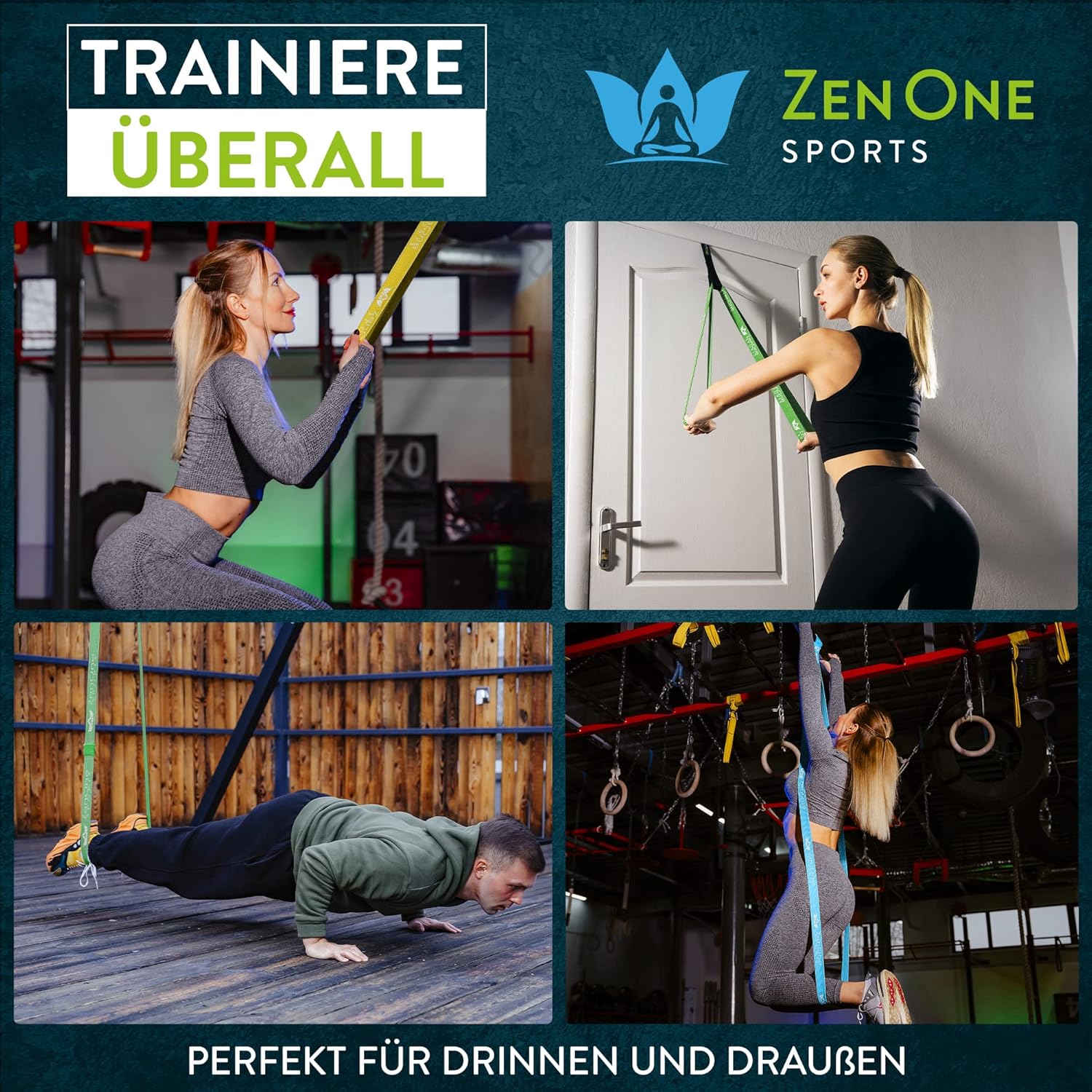 ZenOne Sports® Fitnessbänder Stoff I Widerstandsbänder in 6 Stärken von X-Light bis XX-Heavy I Stoff Widerstandsbänder mit Workout-Guide – Ideal für Krafttraining, Warm-up & Mehr I Gymnastikband – Bild 7