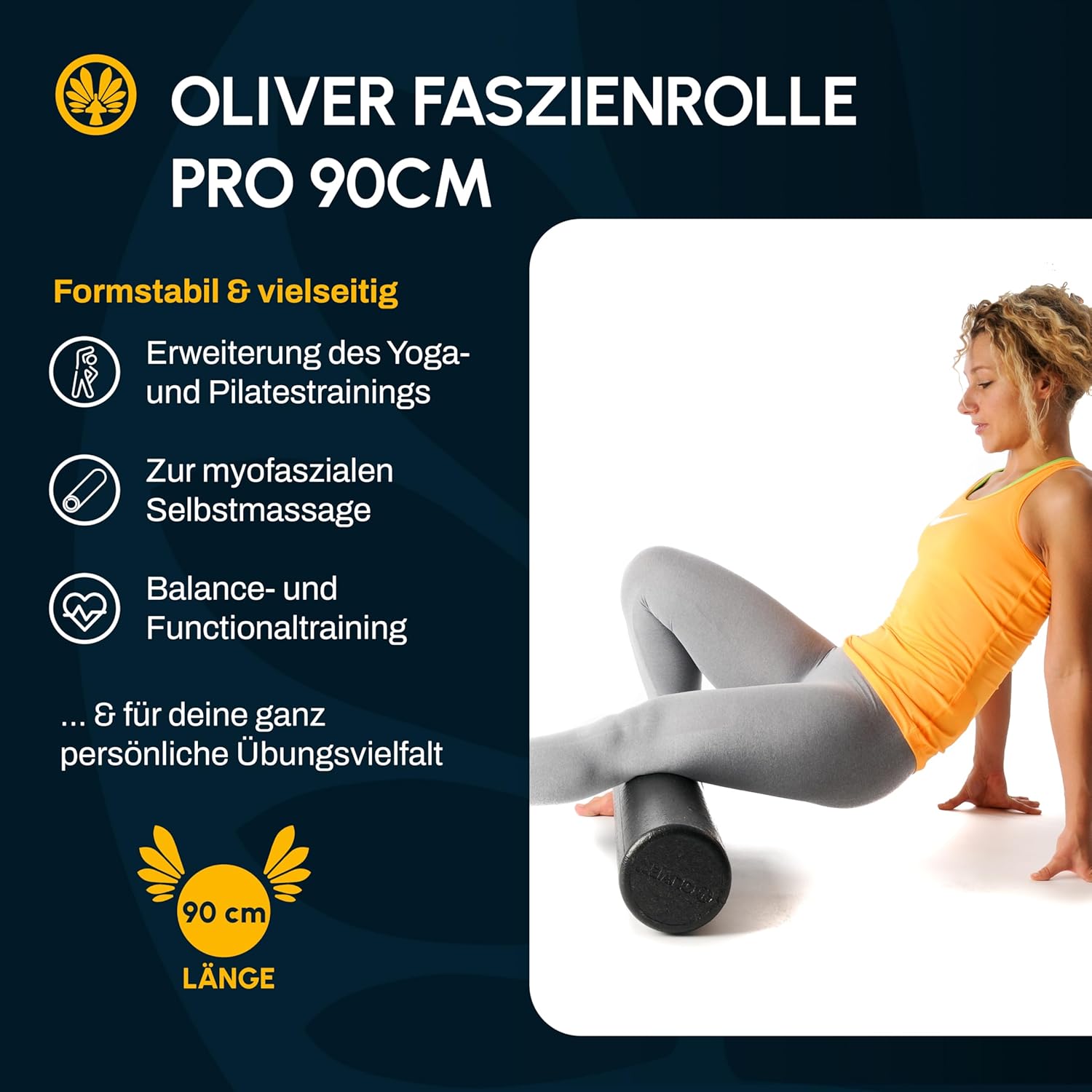Oliver Faszienrolle PRO 90 cm zur aktiven Behandlung von Muskeln, Verspannungen & Triggerpunkten – Massagerolle für Funktionstraining & Selbstmassage – Fitnessrolle für Rücken & Beine – Bild 2