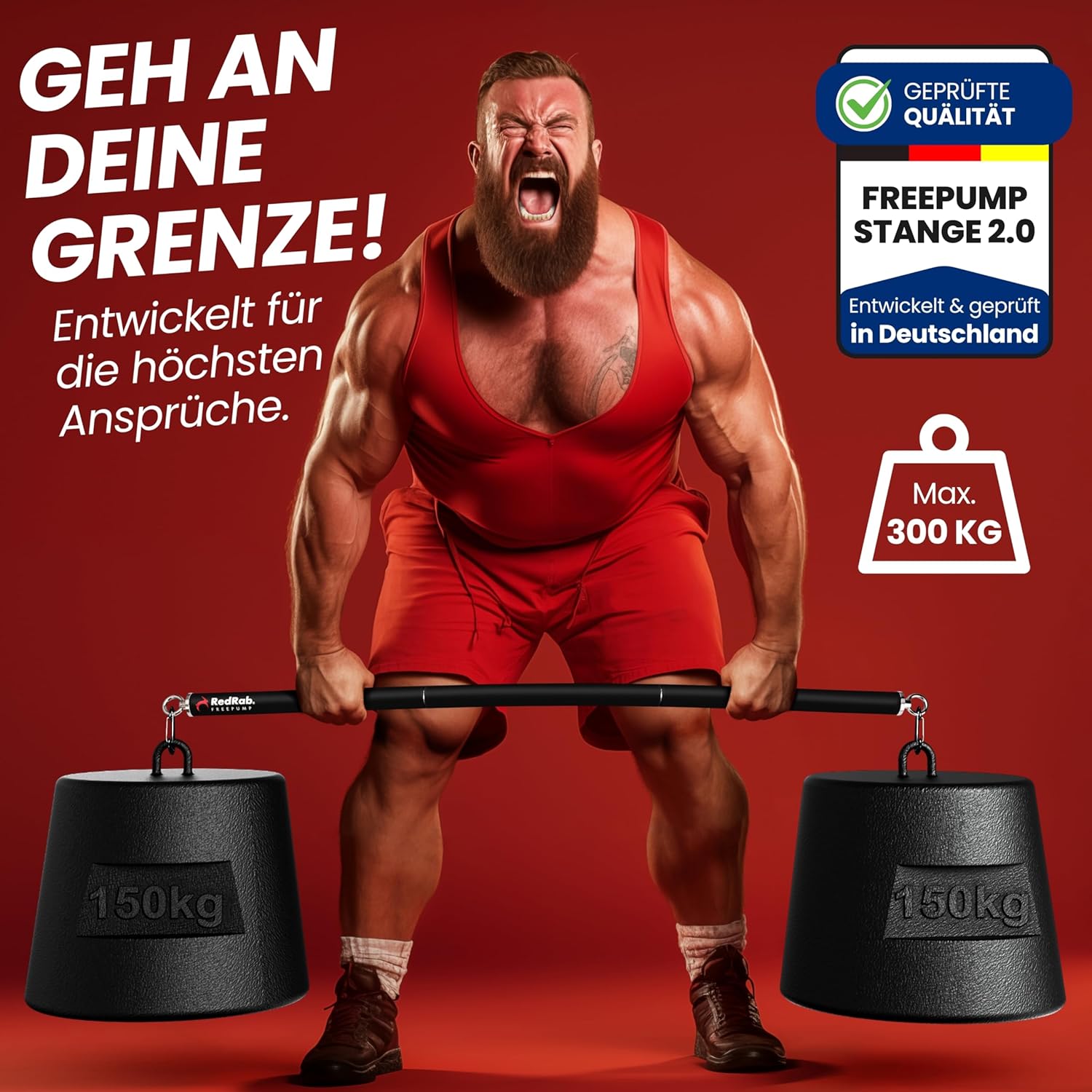 Red Rab FREEPUMP Fitness-Bar-Set – Widerstandsbänder, Stange, Krafttraining und Pilates – Fitnessbänder mit Stange als Heim-Fitnessgerät – Widerstandsbänder und Bar – Smarte Workout-Bar für das Training zu Hause – Bild 5