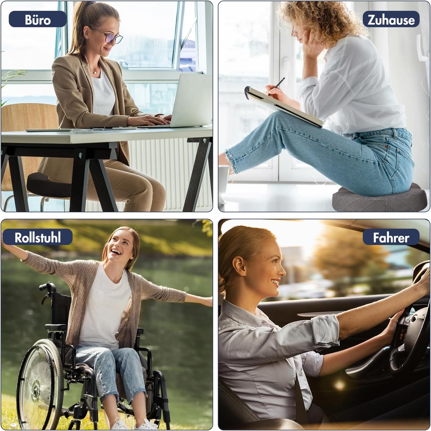 SKYNY Gel-Donut-Sitzkissen aus Memory-Schaum – ergonomisches Sitzring-Design für gleichmäßige Druckverteilung – Sitzring-Sitzkissen für langes Sitzen im Büro, Heimbüro, Auto und im Alltag – Bild 6