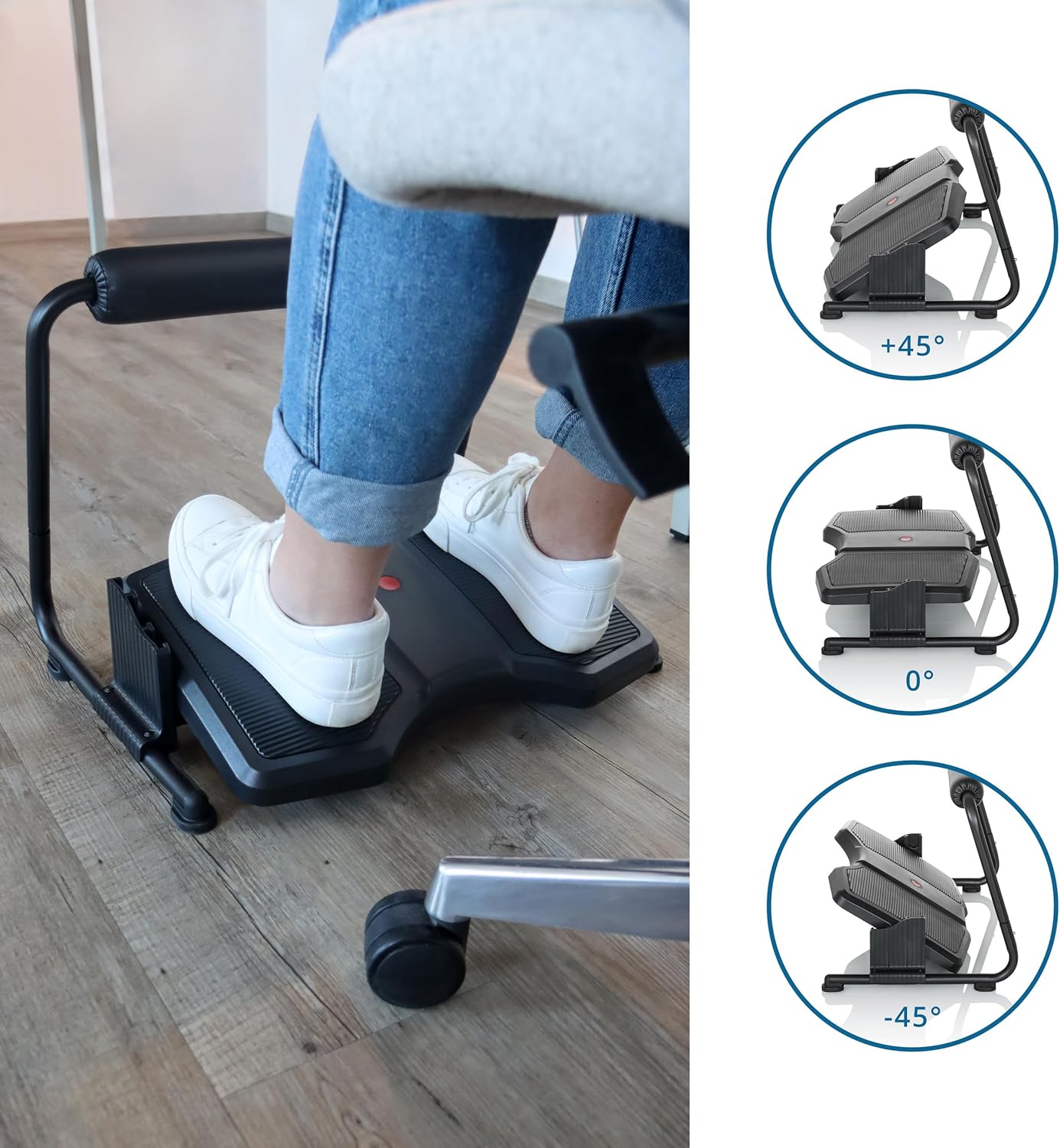 hjh OFFICE Büro-Fußstütze Podi F, schwarz, ergonomische Fußstütze, höhenverstellbar und neigbar, mit Beinauflage, 830111 – Bild 3