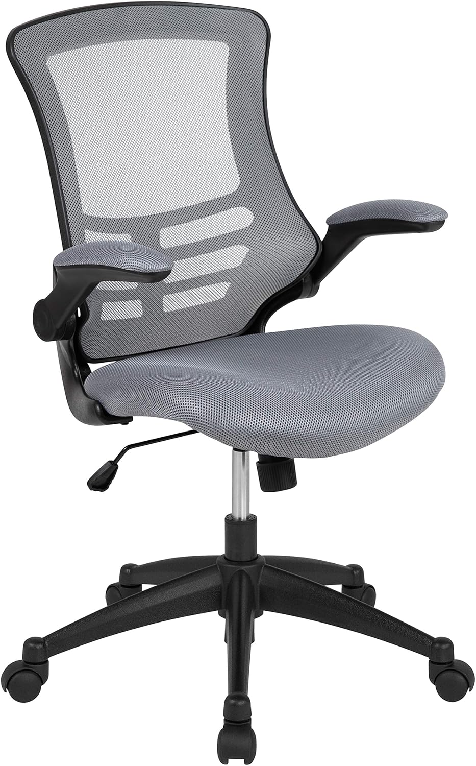 Flash Furniture Bürostuhl mit hoher Rückenlehne, ergonomischer Drehstuhl mit klappbaren Armlehnen und verstellbarer Kopfstütze