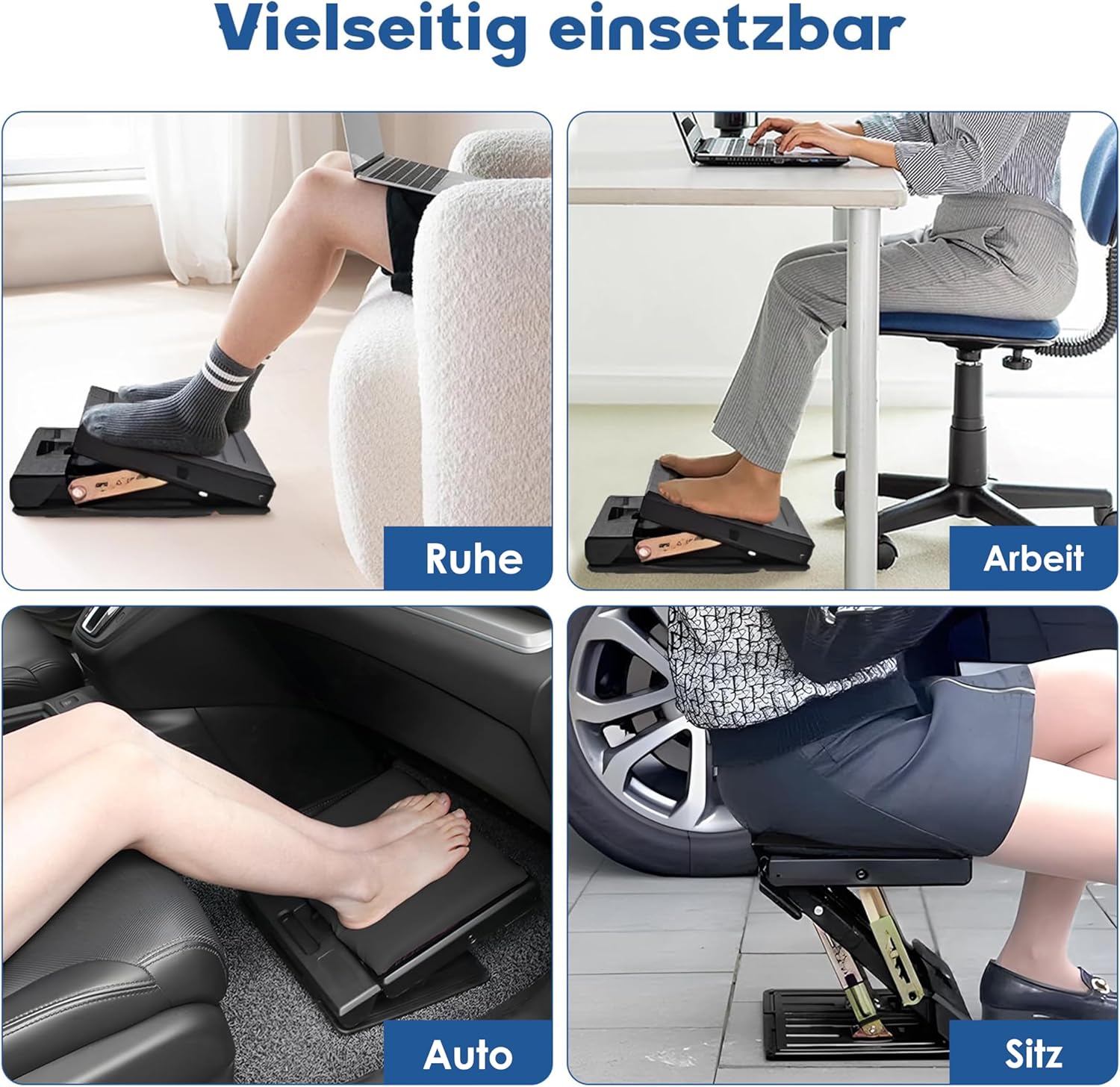 MYOYAY Fußstützen-Schreibtisch, verstellbarer Fußhocker, 4 höhenverstellbar mit Massage und weichen, ergonomischen rutschfesten Fußstützen für Büro, Auto, Zuhause, Reisen – Bild 7
