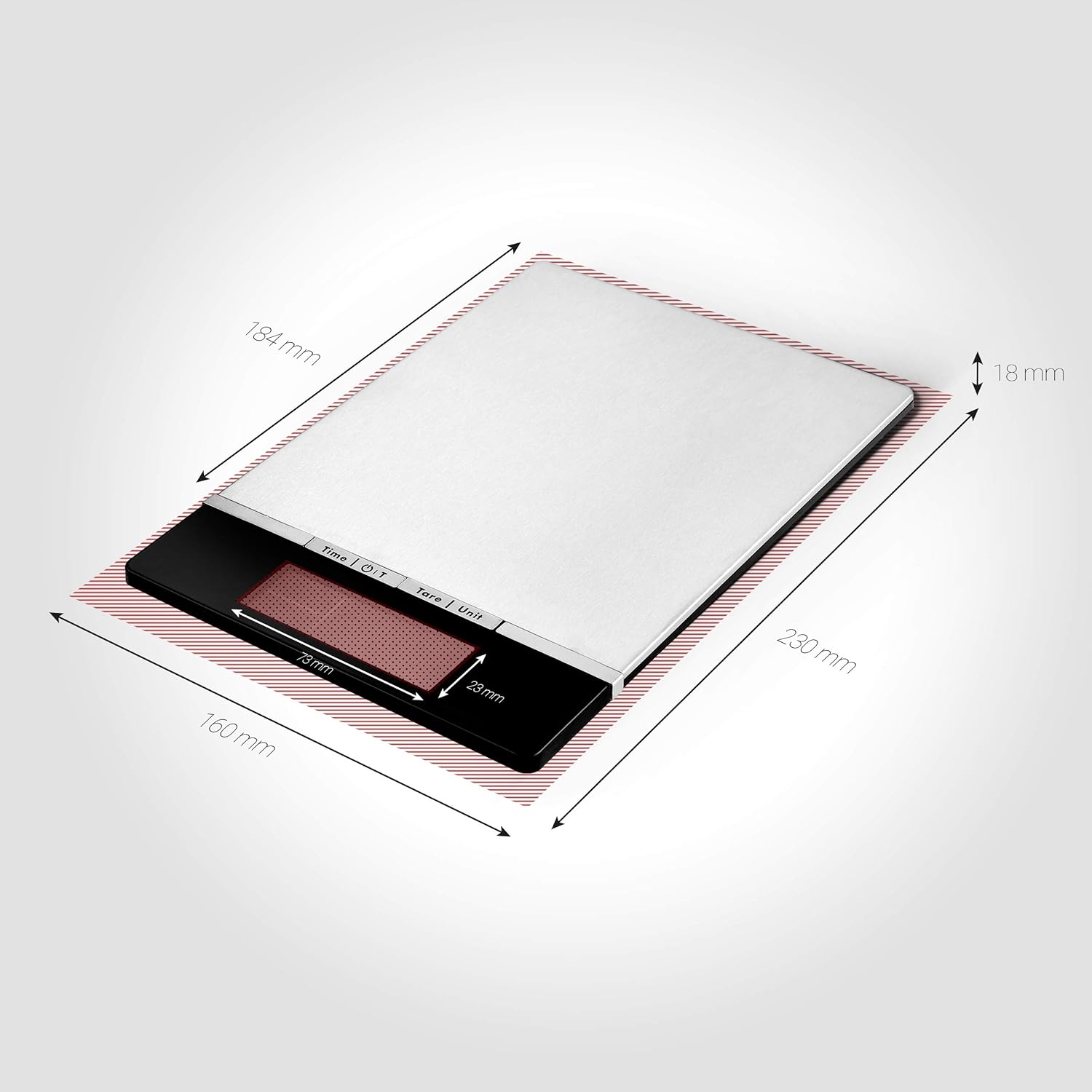 Venga! VG EKS 3000 Hochpräzise digitale Küchenwaage aus Edelstahl, wiegt bis zu 5 kg, 1-g-Teilung mit Raumtemperaturanzeige und Uhrzeit, schwarz/Edelstahl – Bild 2