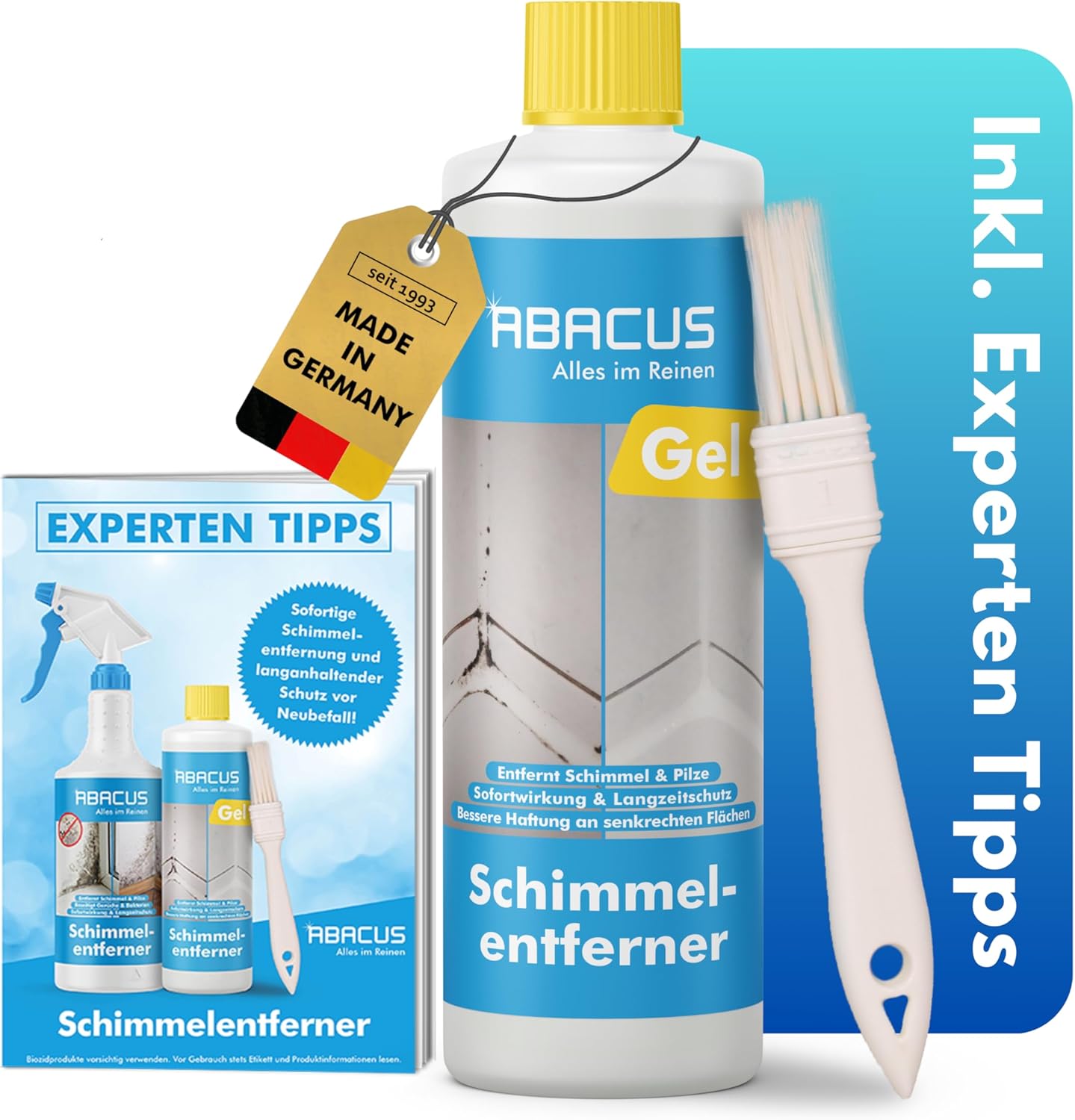 ABACUS Schifo 2432 Schimmel-Entferner-Gel mit Pinsel, Anti-Schimmel mit Haftwirkung gegen Schimmel und Stockflecken, konzentriertes Anti-Schimmel-Gel wirkt innerhalb von Minuten, 1 x 500 ml