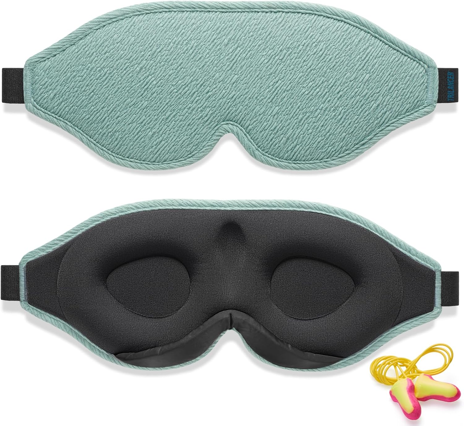 2026 Innovative Schlafmaske für Männer und Frauen, 99,99 % lichtblockierend, ergonomisch, verstellbare Augenmaske mit Ohrstöpseln, Schlaf, Nickerchen, Meditation, Reisen, bequemer Schlaf (Seegrün)