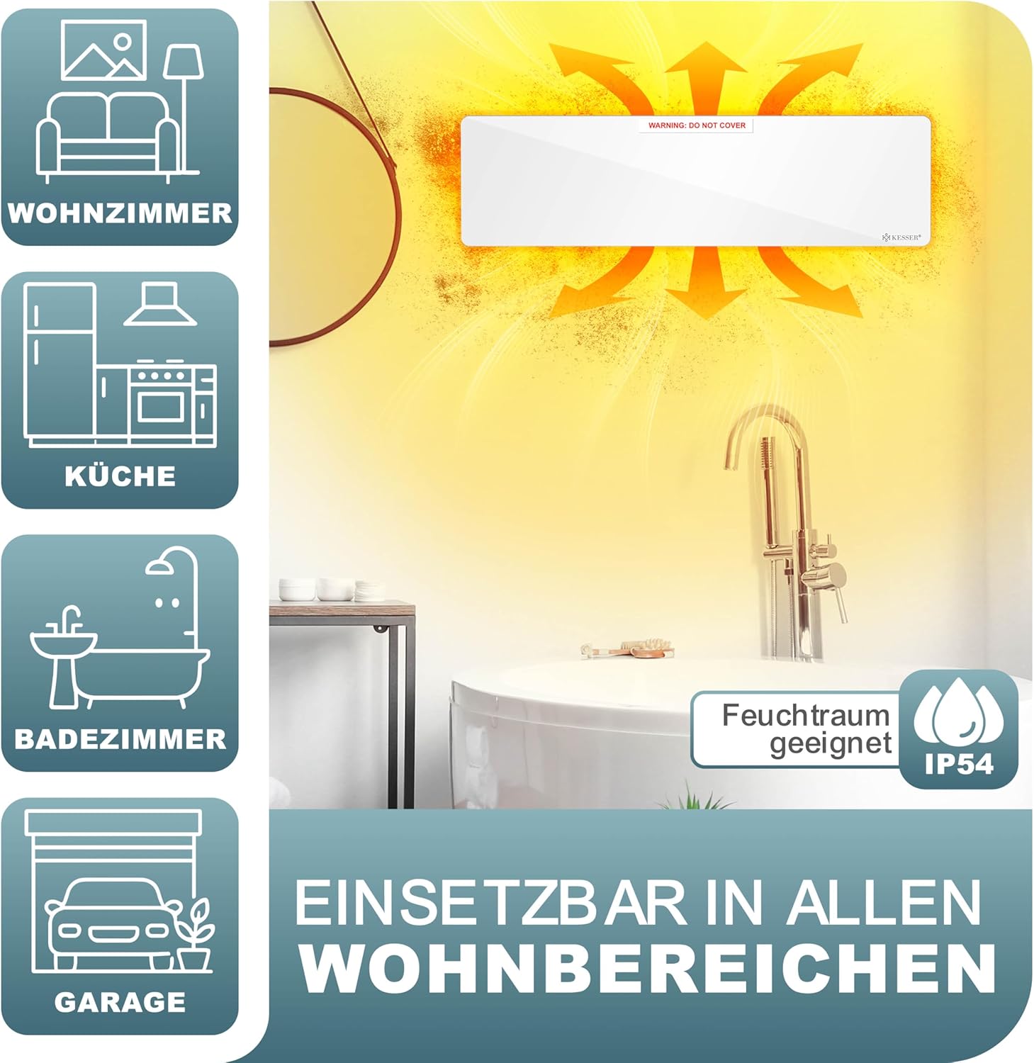 KESSER Schimmel - Infrarotheizung - Schimmelentferner Wandheizung 50W Wand & Bad Wandheizung Schimmelfrei ohne Chemie Alternative zu Anti-Schimmel-Spray und Farbe - Energiesparend - Weiß – Bild 4