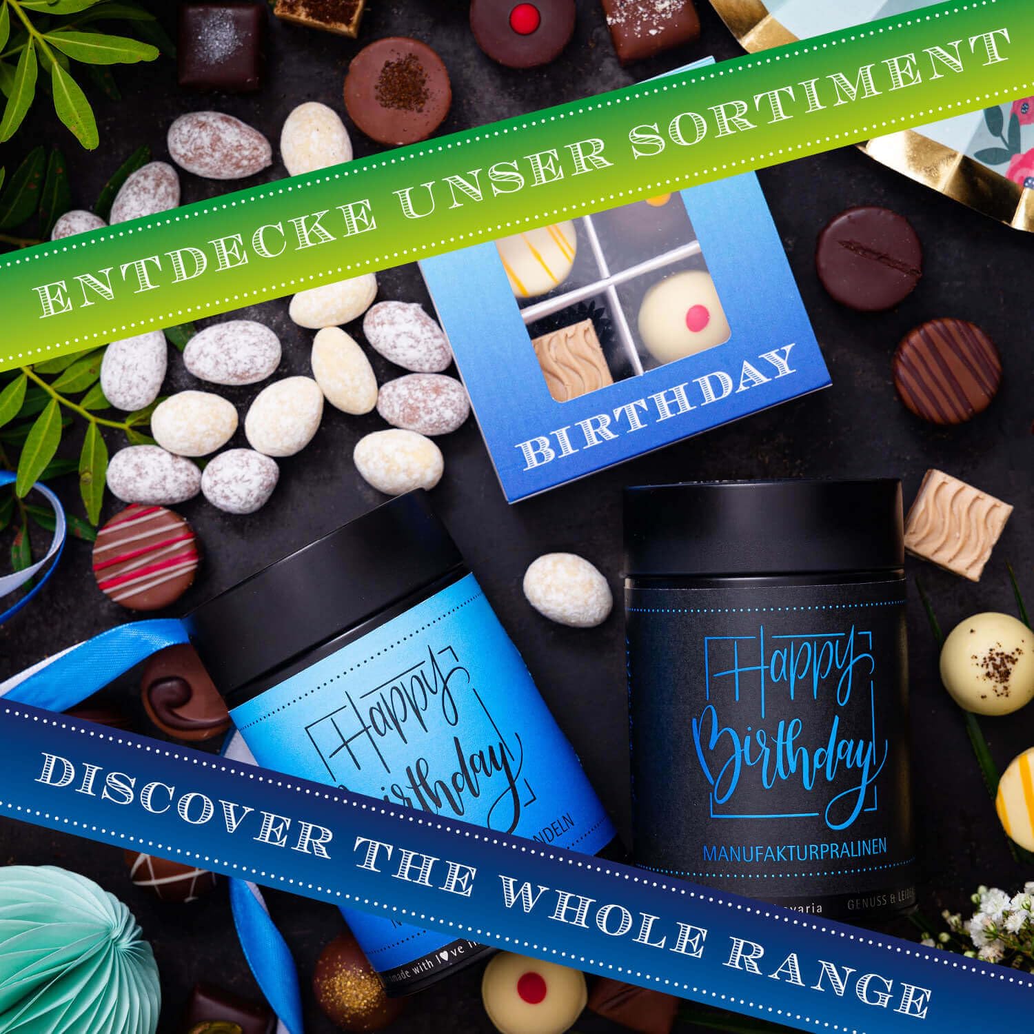 Hallingers Genuss Manufaktur Pralinen Geburtstagsgeschenk – alkoholfrei, handgefertigt aus zartschmelzendem Edelkakao in hochwertiger Geschenkdose „Happy Birthday“, Geschenkidee zum Geburtstag – Bild 4