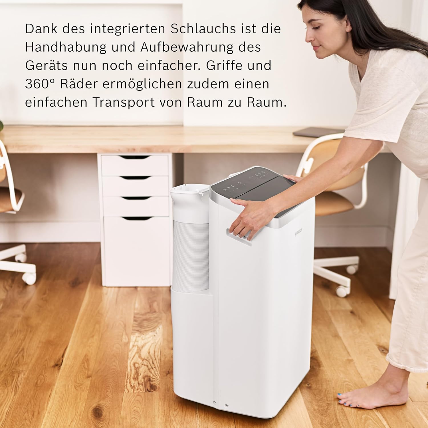 Bosch Cool 4000 Mobiles Klimagerät, 3-in-1-Klimagerät, Luftentfeuchter, Ventilator, 2,6 kW für Räume bis 35 m², mit Auto-Modus, Silent-Modus, Schlafmodus – Bild 4
