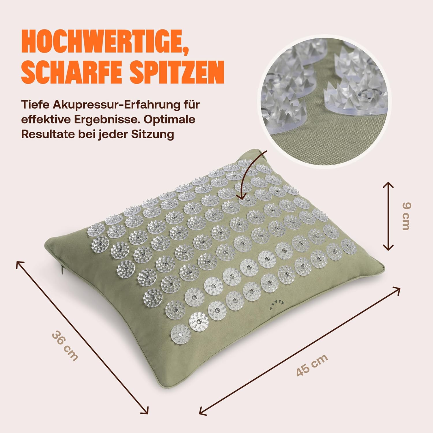 ShaktiMat (Das Original seit 2007) Premium-Akupressurkissen zur Entspannung für Schulter, Nacken, Kopf, ethisch handgefertigt, GOTS-zertifizierte Bio-Baumwolle, Salbeigrün – Bild 2
