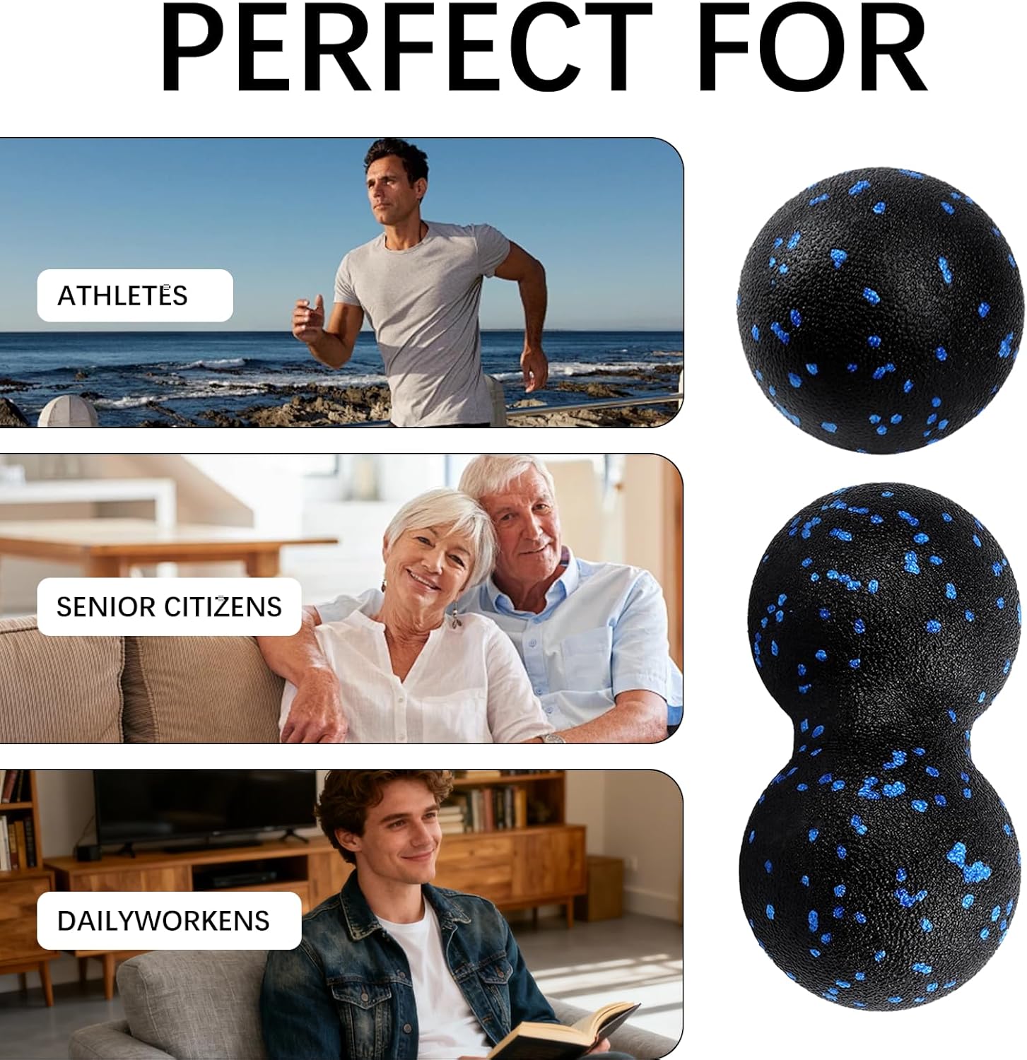 Faszienball Set, 2er Set Massagebälle, Trigger Point Release Lacrosse Ball, Faszienball für Füße, Massageball, Faszienbälle für Faszientraining, Einzelball + Doppelball – Bild 6
