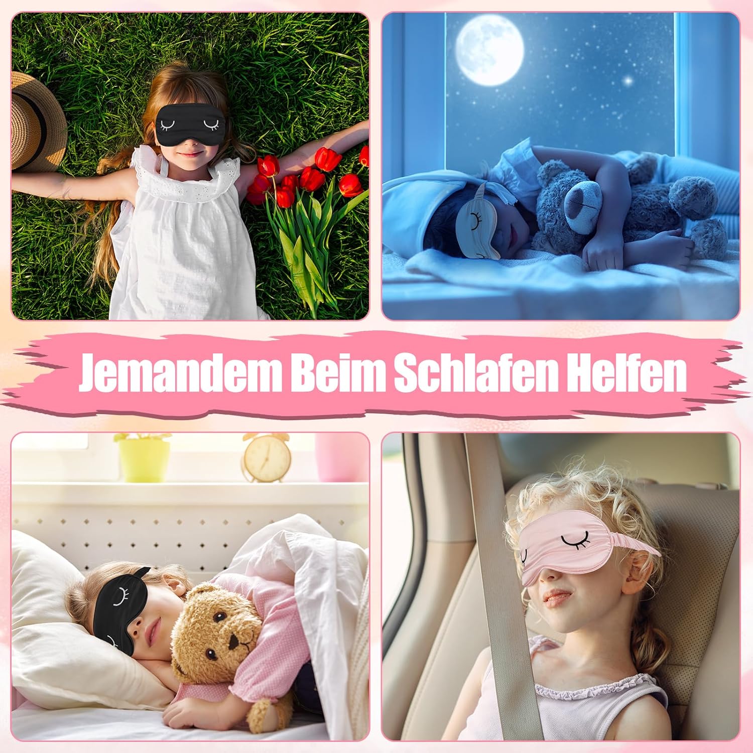 2 Stück Seide Augenmaske für Erwachsene, Schlafmaske für Damen, bequeme Schlafmaske für Damen und Herren, lichtblockierende Nachtmaske mit Aufbewahrungstasche (groß) – Bild 5
