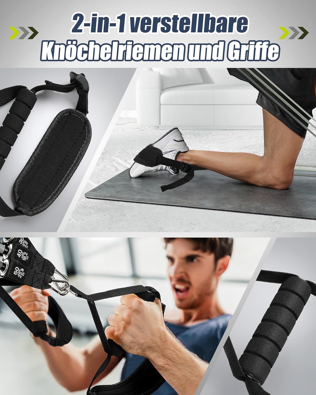 ALongSong Fitnessbänder Set mit 6 Widerstandsbändern 20-180Lbs oder 20-240Lbs & Pilates-Stange, Griffe, Türanker für Fitness Widerstandsbänder Krafttraining Fitnessgeräte für Zuhause – Bild 4