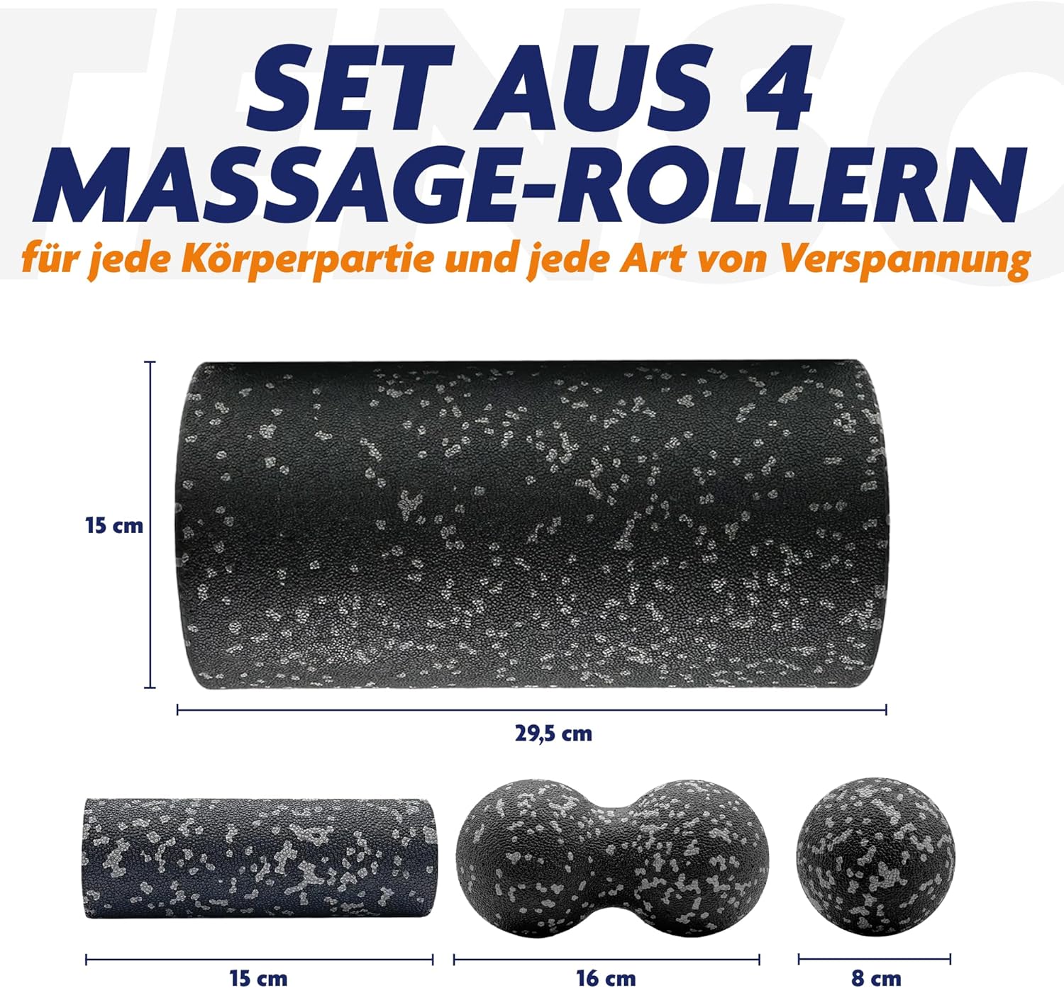 Tenso Faszienrollen 4-in-1-Set – mittelharte Faszienrolle + Duoball + Triggerpunktball + Minirolle für Rücken & Wirbelsäule, Premium-EPP-Schaum, hypoallergen – Bild 7
