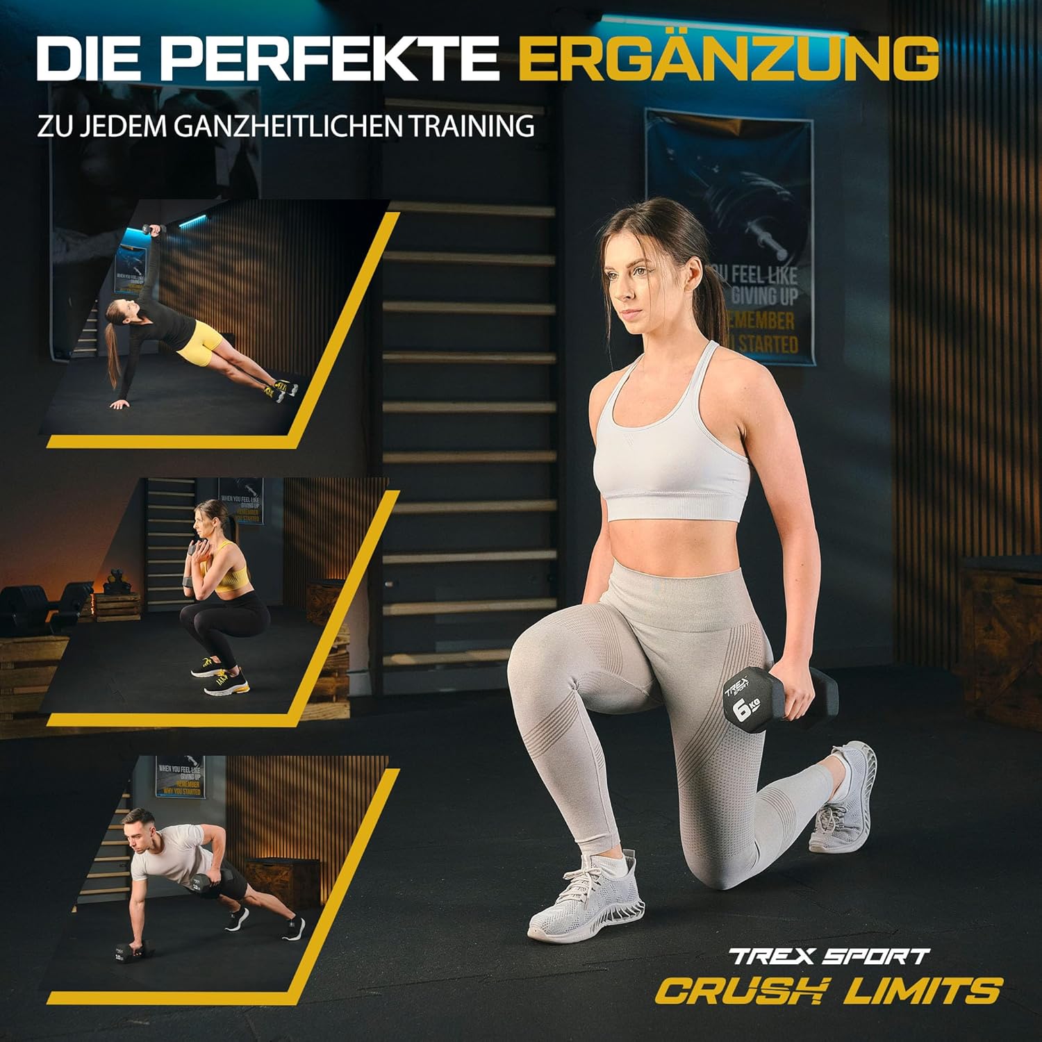 TREX SPORT Neopren-Hanteln-Set | Hanteln 2er Set 4 kg - 20 kg | Hanteln Damen- und Herren-Set – Bild 5