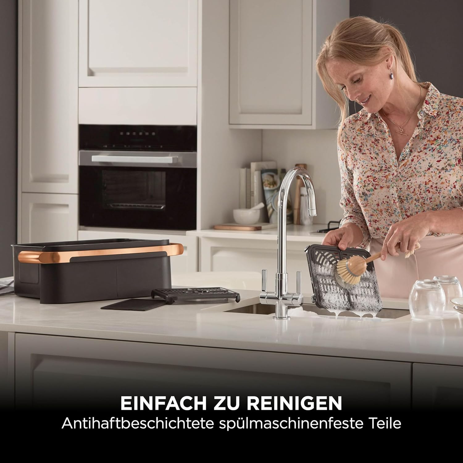 Ninja Foodi FlexDrawer Zweizonen-Heißluftfritteuse, Heißluftfritteuse mit 10,4 Fächern und abnehmbarem Separator, Antihaftbeschichtung, spülmaschinenfester Korb, 7-in-1, Schwarz und Kupfer, AF500EUCP – Bild 14