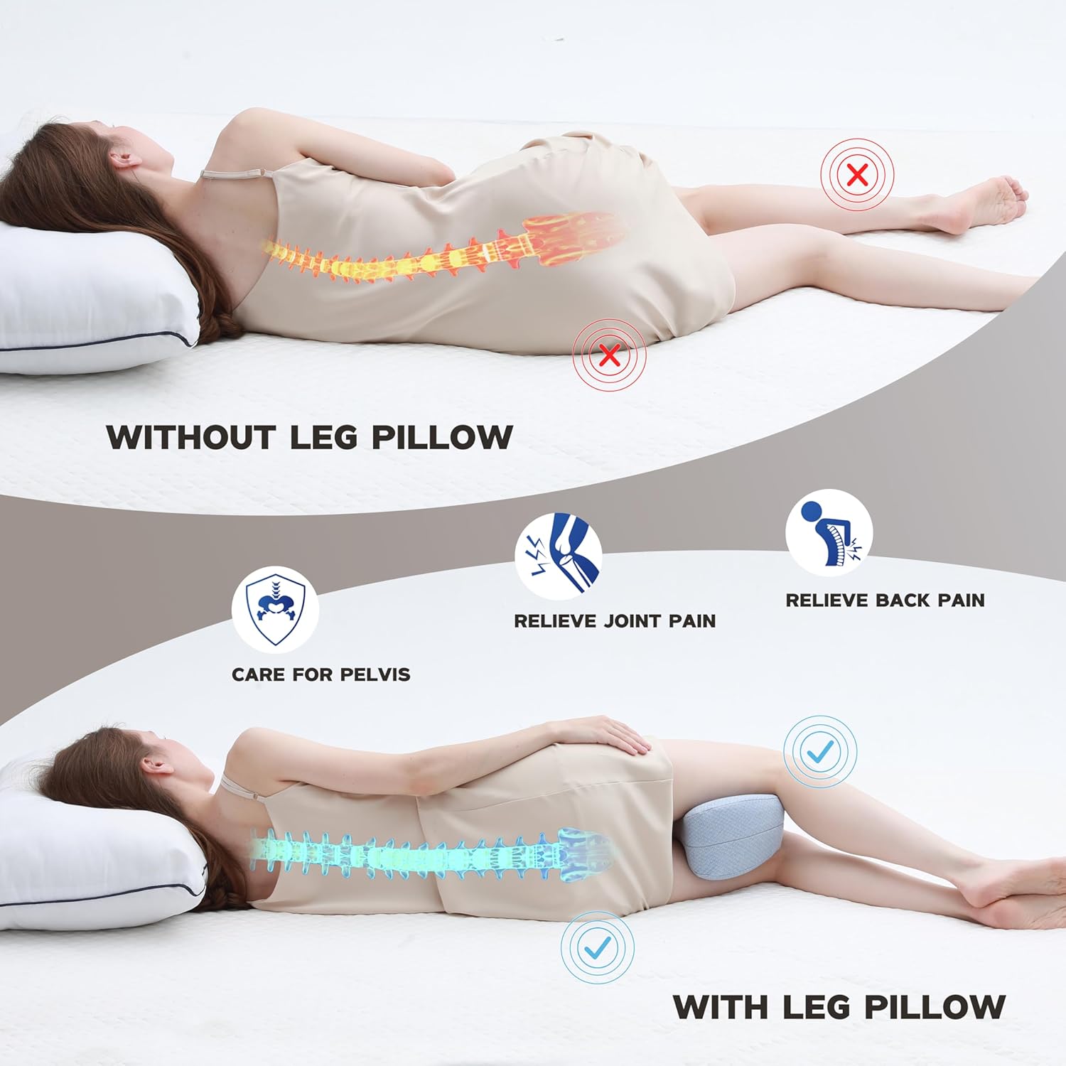 WORKKOOL Ergonomisches Kniekissen gegen Schmerzen – Orthopädisches Beinkissen für Beine, Hüfte & Rücken – abnehmbarer, waschbarer Bezug (blau) – Bild 5