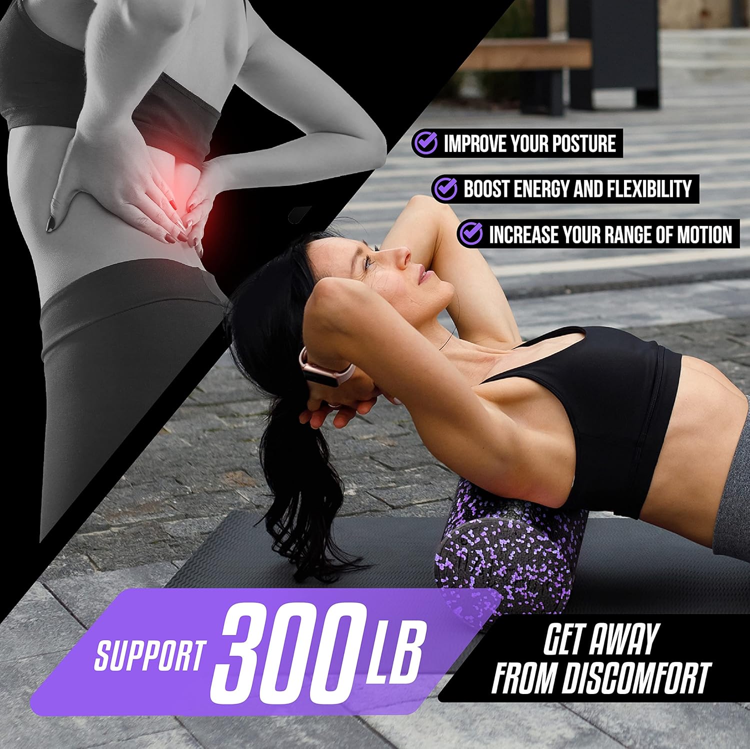 Yes4All hochdichte EPP-Schaumstoffrolle mit rundem Rücken, Trainingsrolle für Yoga, Pilates und Stretching – 30, 45, 60, 90 cm – Bild 4