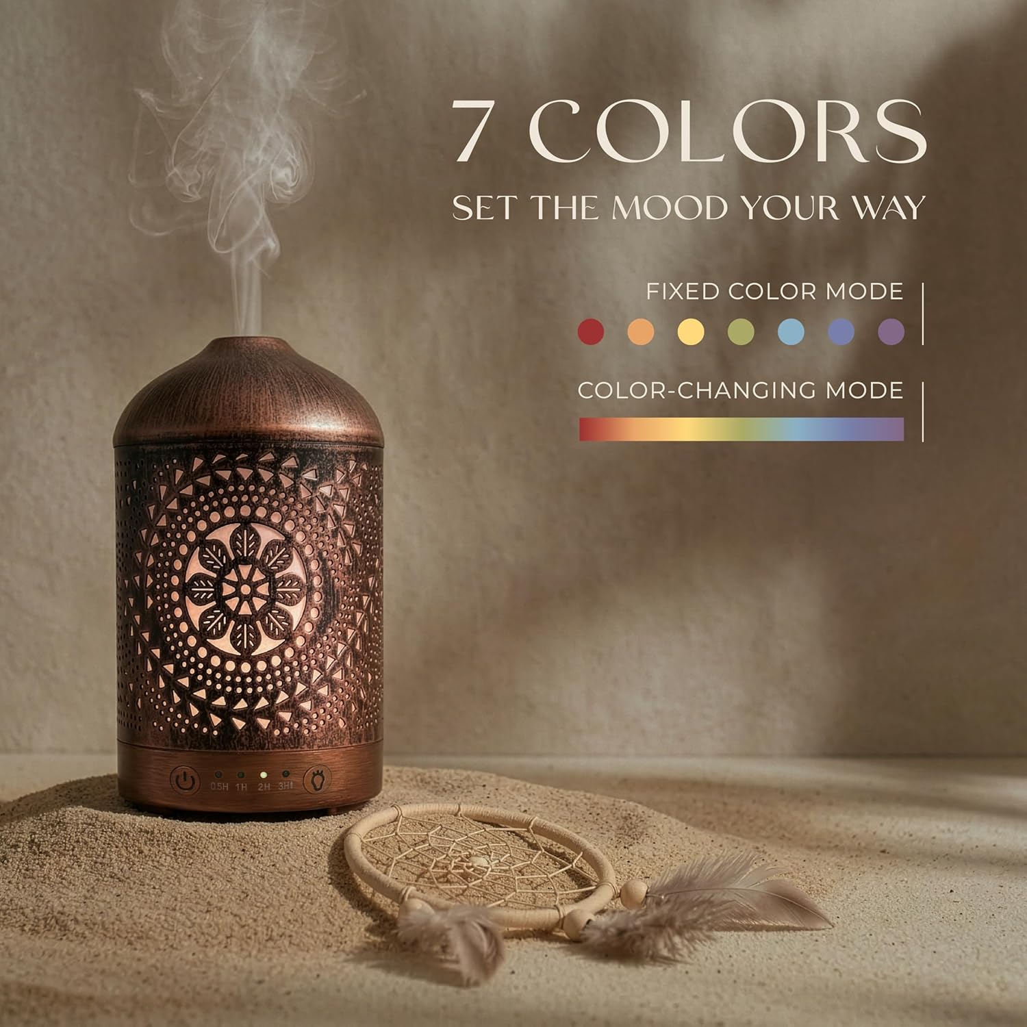 Earnest Living Aroma-Diffusor für ätherische Öle, 100 ml, Raumduft aus weißer Keramik, Duftöl-Diffusor, elektrische Öllampe, Luftbefeuchter, Nachttischlampe, 7 Lichtfarben, Timer, automatische Abschaltung – Bild 5