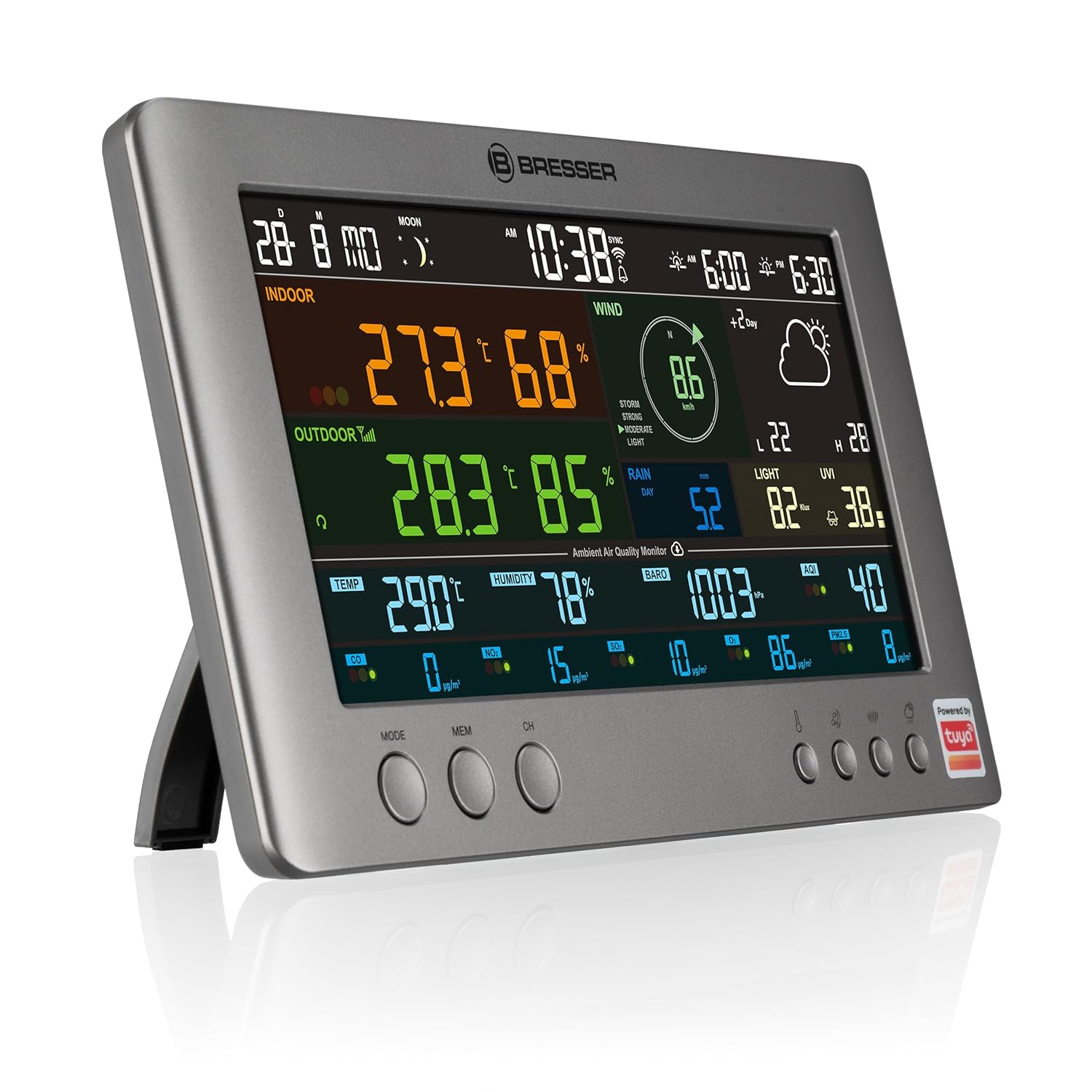 Bresser Smart Tuya Profi-Wetterstation mit 7-in-1-Sensor, Luftqualitätsmonitor, Solar- und App-Steuerung, 6-Tage-Vorhersage – Bild 3