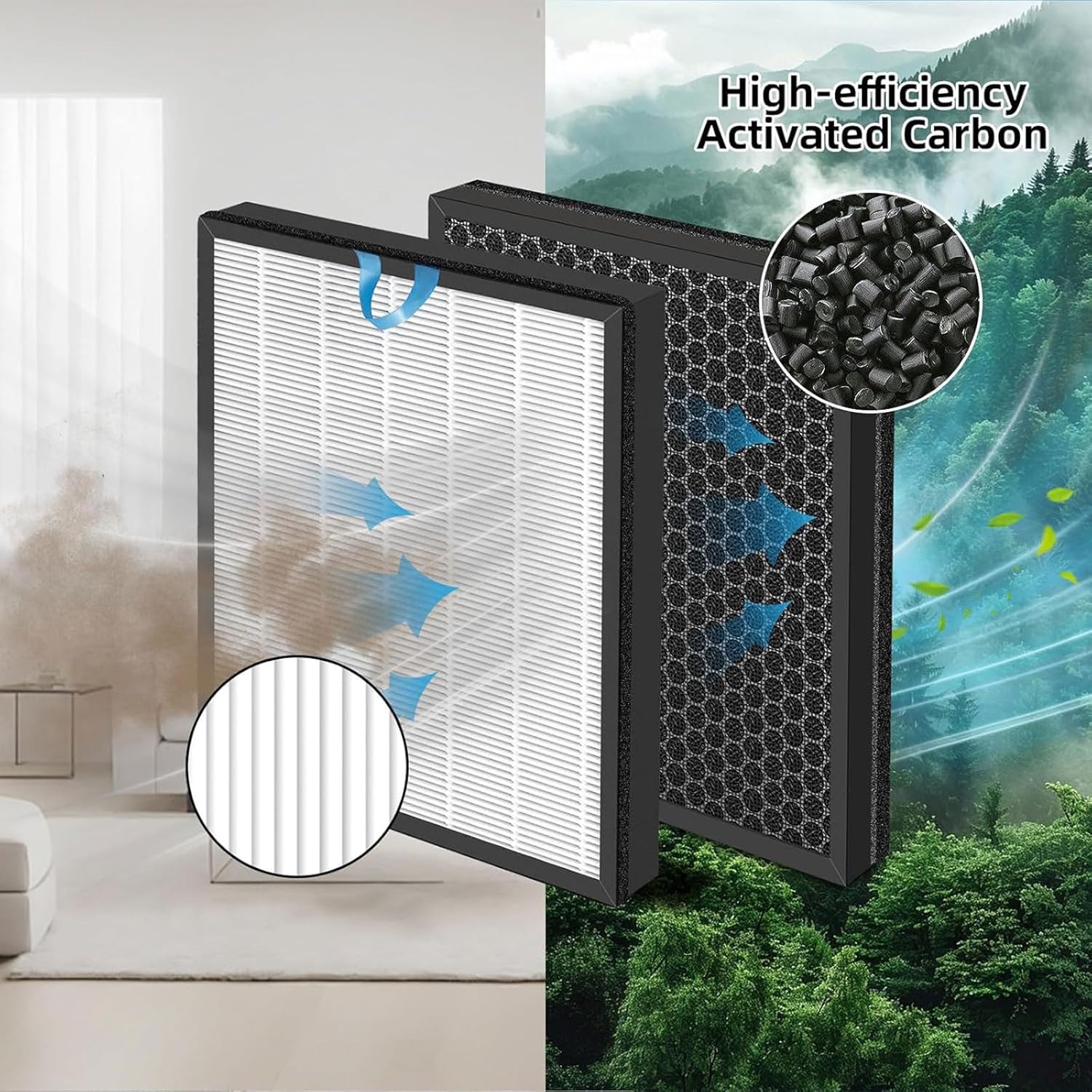 Vital 100S Filter, Ersatzfilter für Levoit Luftreiniger, 3-in-1 Hepa, hocheffizienter Aktivkohlefilter und Vorfilter, 2 Stück – Bild 4