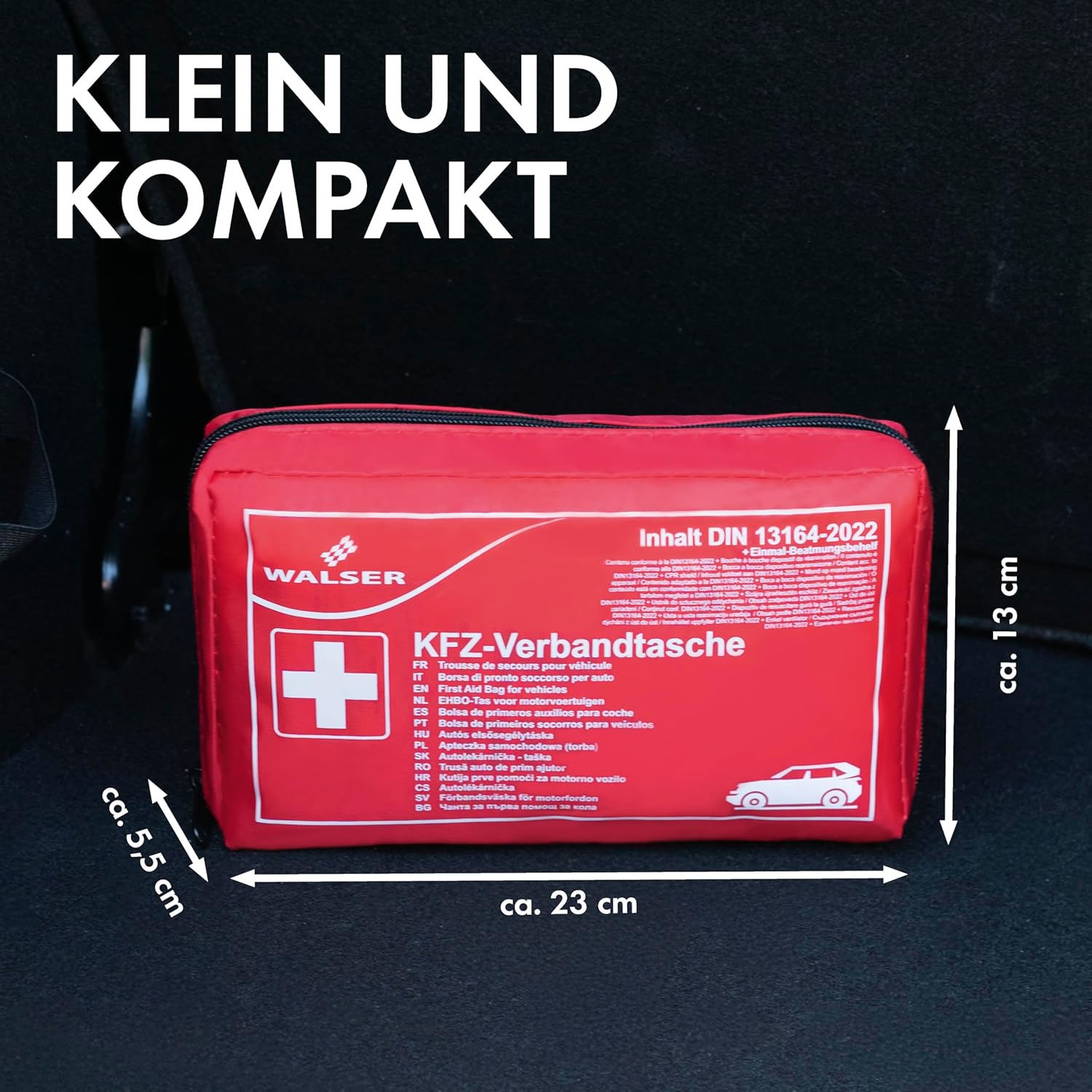 WALSER Verbandskasten Auto 2026, Verbandskasten Auto Auszeichnung sehr gut, Verbandskasten Auto 2026 europaweit einsetzbar, Verbandskasten, Verbandstasche Auto, Verbandskasten DIN 13164 – Bild 6