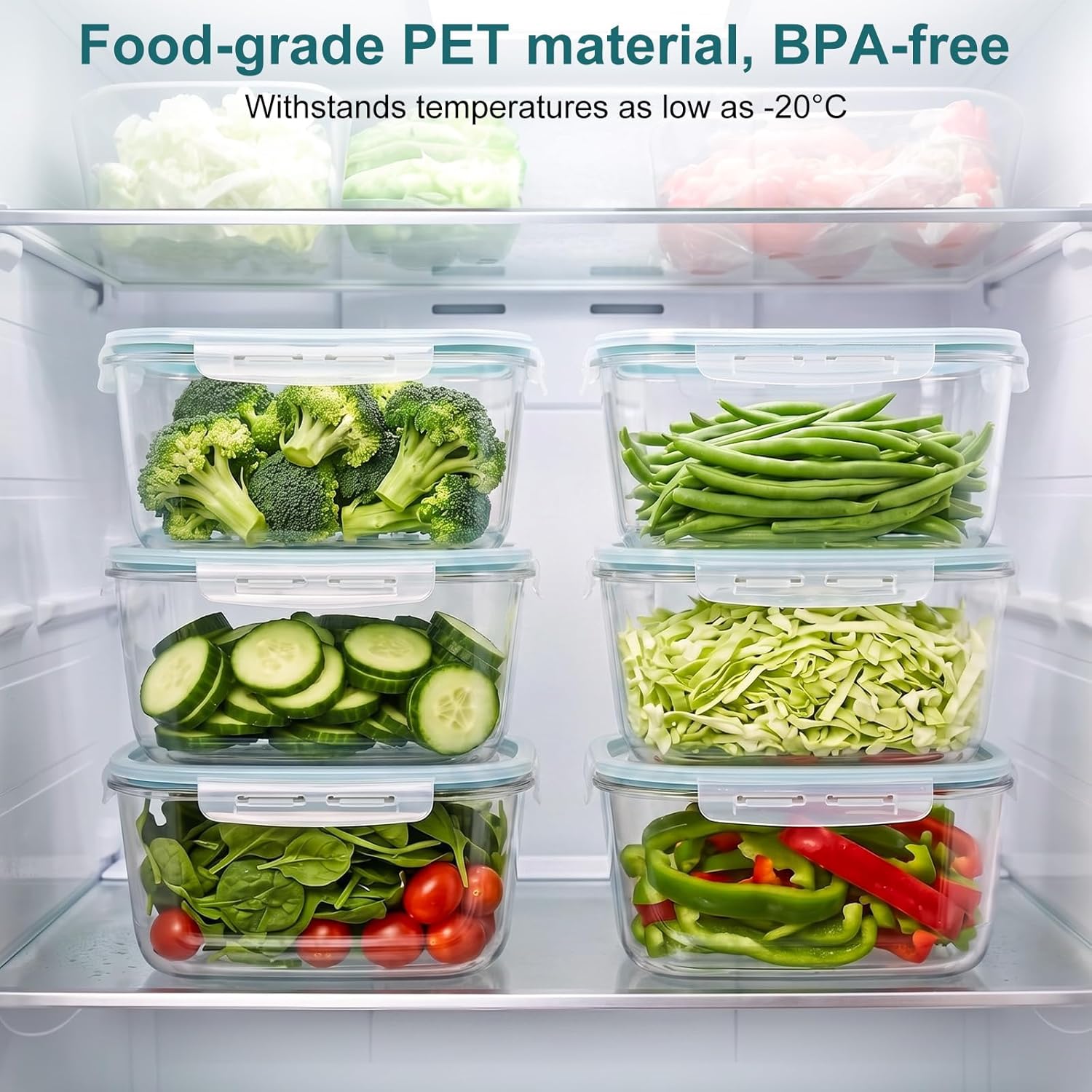 Romon Meal Prep Boxen 3er-Set, 2,15 L Blau Rechteckig Gefrierboxen mit Deckel, Stapelbare Auslaufsichere Lebensmittelaufbewahrung für Gefrierschrank – Bild 5