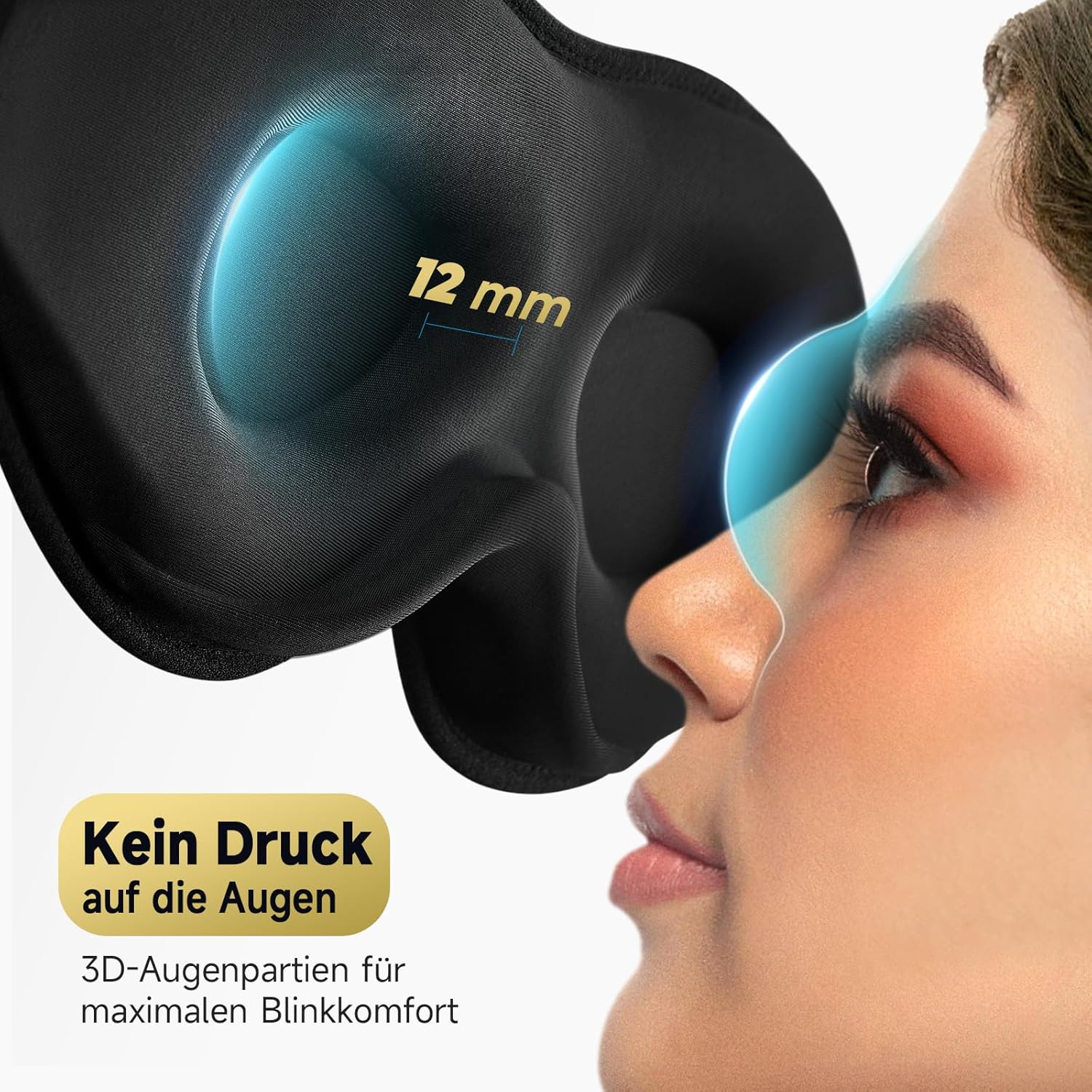 Umisleep 100 % lichtdichte, atmungsaktive Schlafmaske für Männer und Frauen – Edition 2025, 3D-Schlafbrille, ultraleicht und bequem mit Aufbewahrungstasche, für Reisen, Flugzeug, Nachtschicht, Schwarz – Bild 5