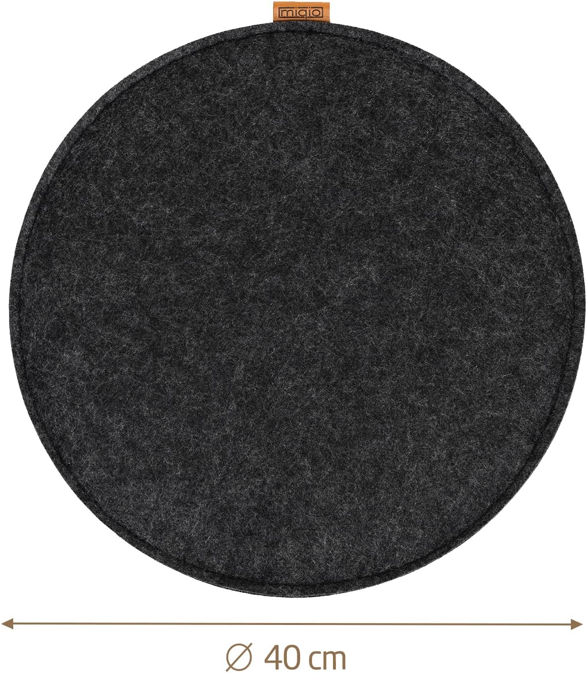 Miqio Design Filz-Sitzkissen XL rund mit Anti-Rutsch-Noppen 40 cm, 2er-Set, für drinnen und draußen, nachhaltig, aus recycelten PET-Flaschen, waschbar, Stuhlkissen, rutschfest, dunkelgrau – Bild 2