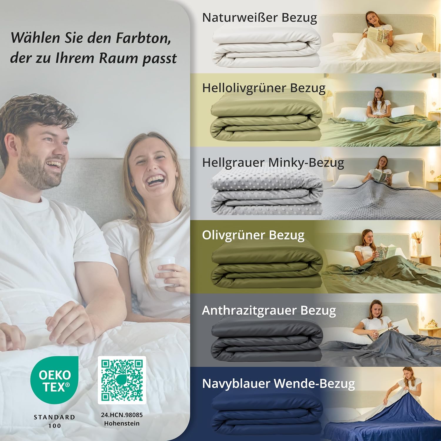 Ella Bettbezug 135 x 200 cm für Gewichtsdecke – aus 100 % Baumwolle – geeignet für Gewichtsdecken mit 7 kg und 9 kg – Marineblau – Bild 7