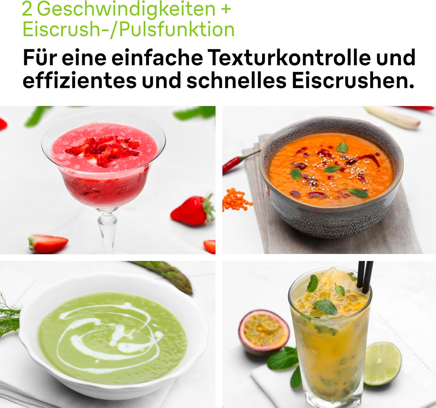 Braun PowerBlender 1 Stabmixer mit dreieckigem Glaskrug, 2 Geschwindigkeiten, Eis-Crush-Funktion, JB1050WH, 600 W, Weiß – Bild 4