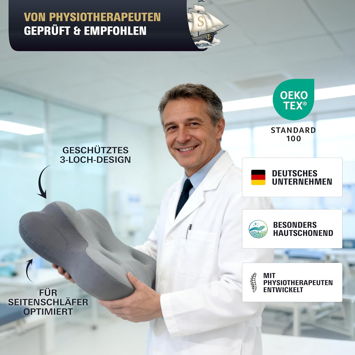 Orthopädisches Kissen & Nackenstützkissen – Ergonomisches Nackenkissen (Testsieger) Memory Foam gegen Nackenschmerzen & Schnarchen, Kissen für Seiten-, Rücken- & Bauchschläfer – Bild 6