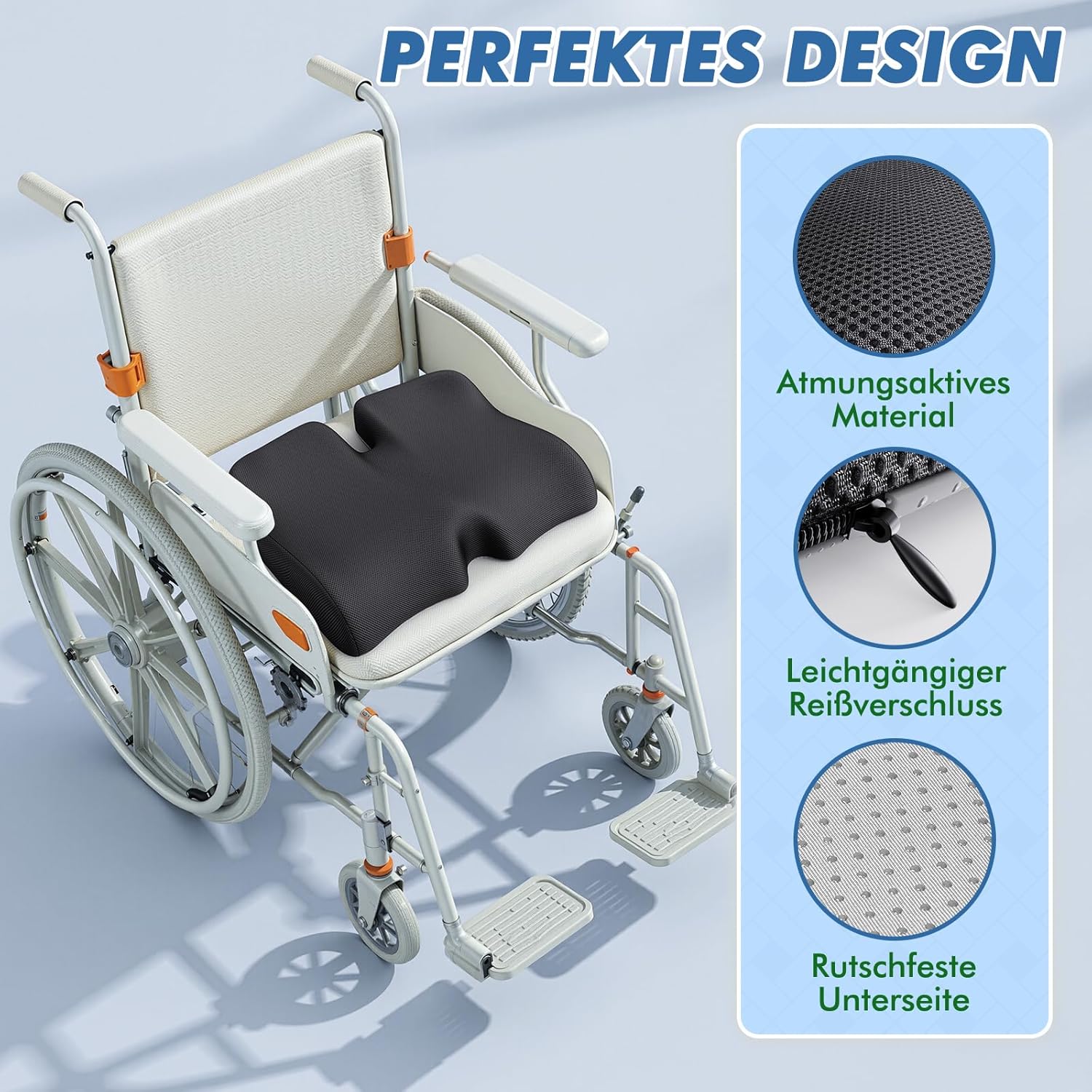 Benazcap Ergonomisches Sitzkissen für Hüfte, Steißbein, Ischias, Memory-Sitzkissen für Rollstuhl, Autositz, Gaming-Stuhl, Autositzkissen – Bild 4