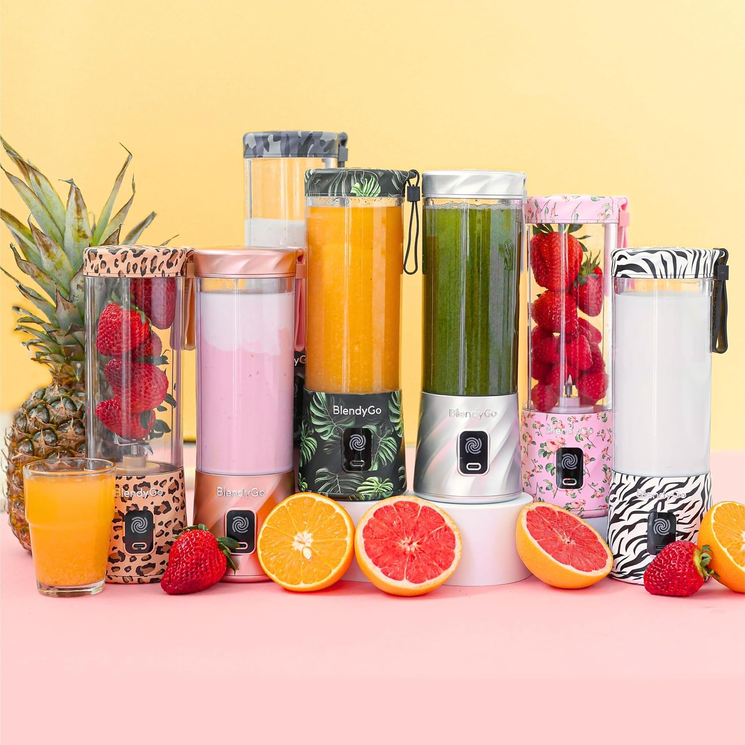 BlendyGo 3 Tragbarer Mixer, Mixer, Mini-Standmixer, 550 ml, Smoothie-Maker, Mixer Smoothie-Maker to Go, kabellos, zerkleinert Eis und Obst, BPA-frei, PulseMotion & BlendPro (Roségold) – Bild 8
