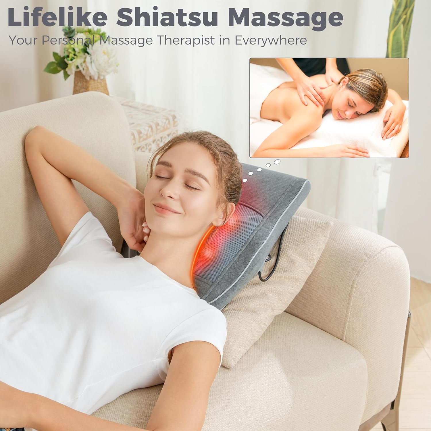 Brelley Massagegerät, Nackenmassagegerät mit Wärme, Shiatsu-Rückenmassagegerät mit 3D-Tiefengewebemassagegerät für Nacken, Rücken, Beine – Geschenke für Frauen, Männer und Eltern – Bild 5